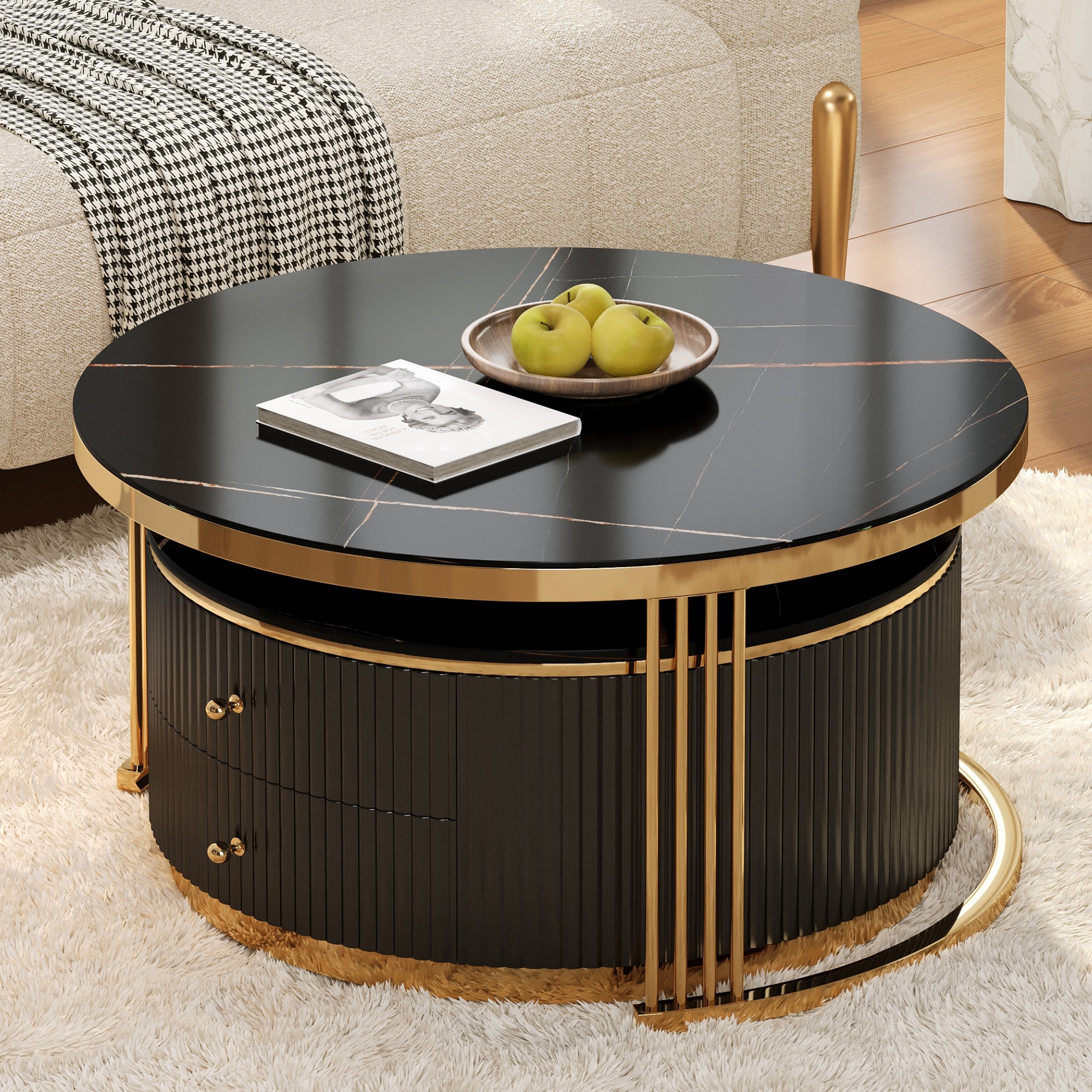 Round Nesting Coffee Table Set