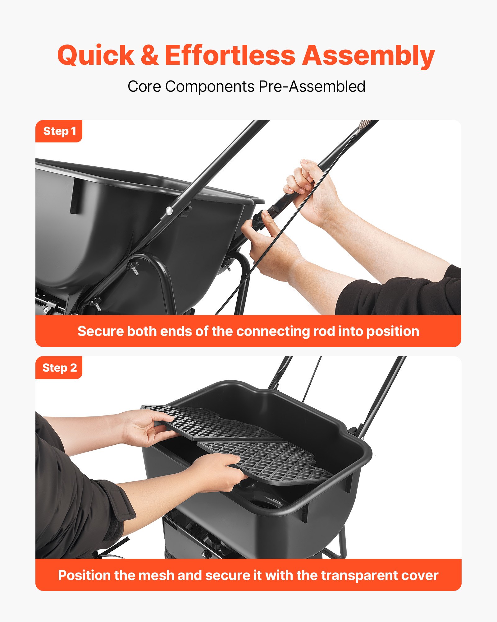 Push Lawn Spreader, 12ft Spreading Width, Broadcast Spreader With 80lbs Load Capacity & 10 In All-Terrain Tires, Walk-Behind Garden & Lawn Broadcast Spreaders For Seed Fertilizer, Salt Ice Melt