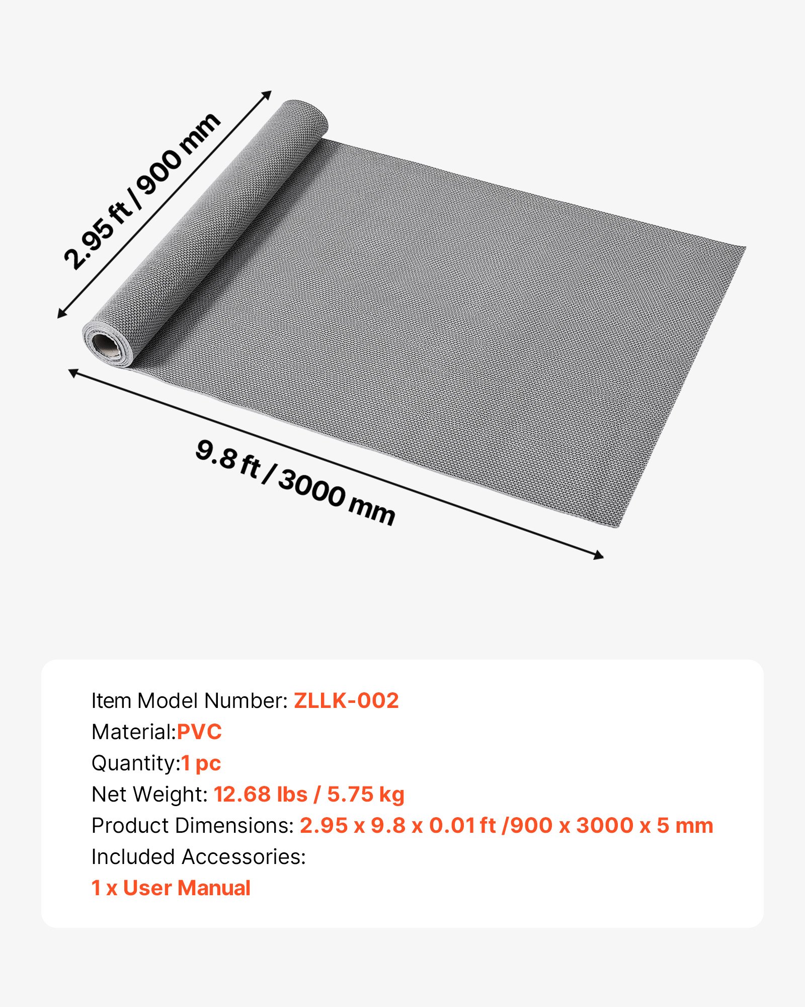 Drainage Mat, 3 X 10 Ft, PVC Non Slip Commercial Floor Mat, Wet Area Water Drain Splash Matting Hollow Doormat Roll, For Outdoor Indoor Restaurant Swimming Pool Patio Bathroom Washroom, Gray