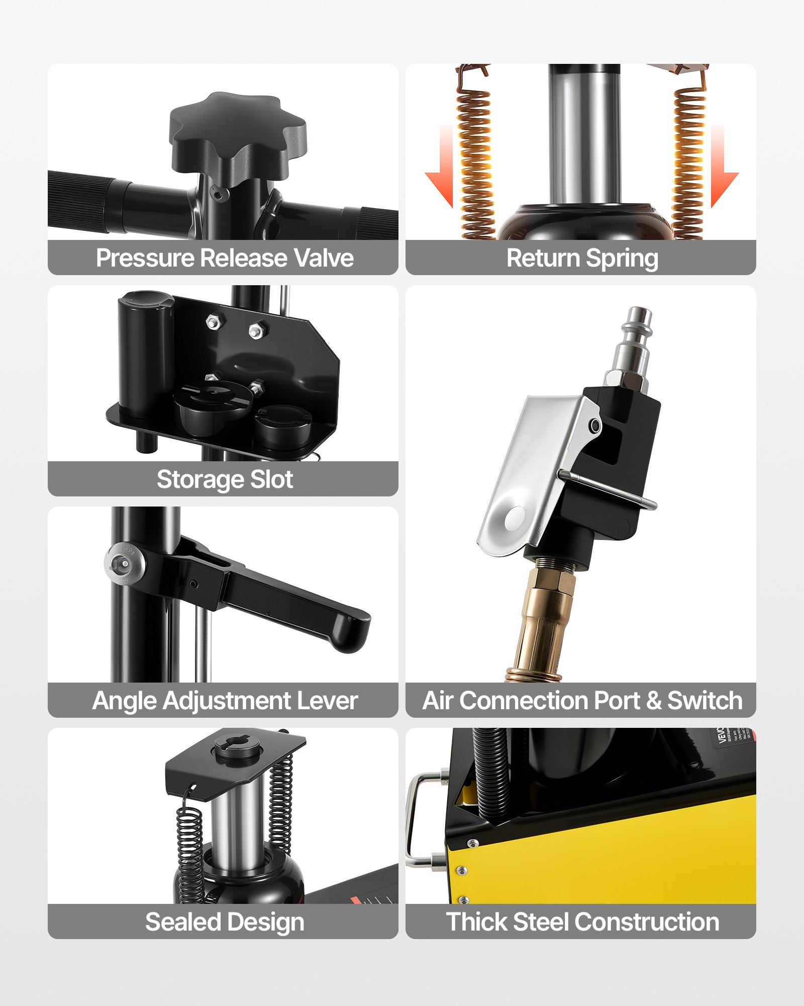 Floor Jack, 22 Ton (48501 Lbs) Capacity, Steel Racing Floor Jack With Single Piston Quick Lift Pump & Extension Posts, Air Hydraulic Trolley Car Lift For SUVs, Pickups, Lifting Range 10.4"-21.3"
