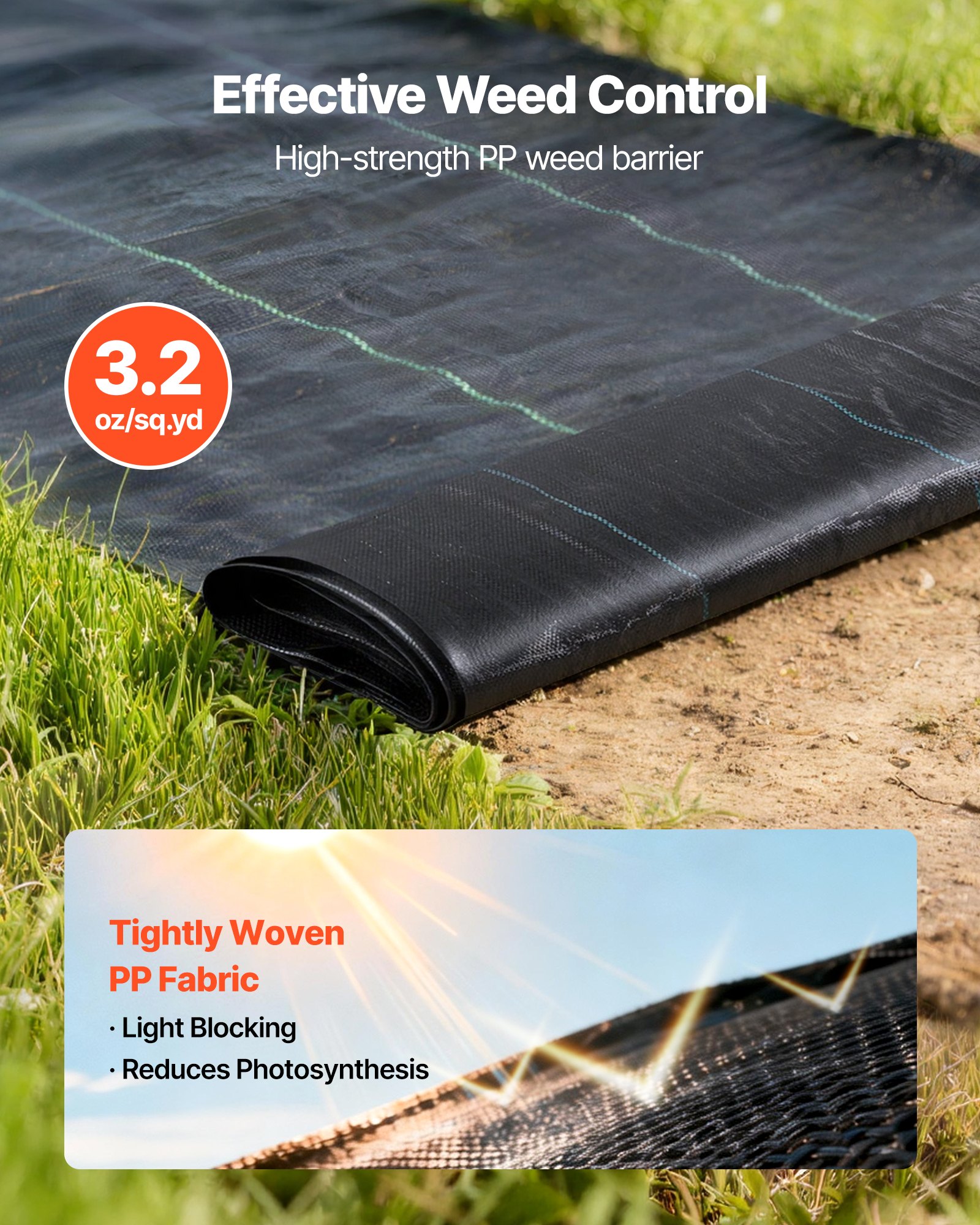 Weed Barrier Fabric Heavy Duty, 2 Packs 4x50FT 3.2oz Weed Blocker Fabric, Woven Landscape Fabrics, Garden Fabrics Weeds Barrier, Weeds Control Ground Cover, Geotextile Webbing, Black