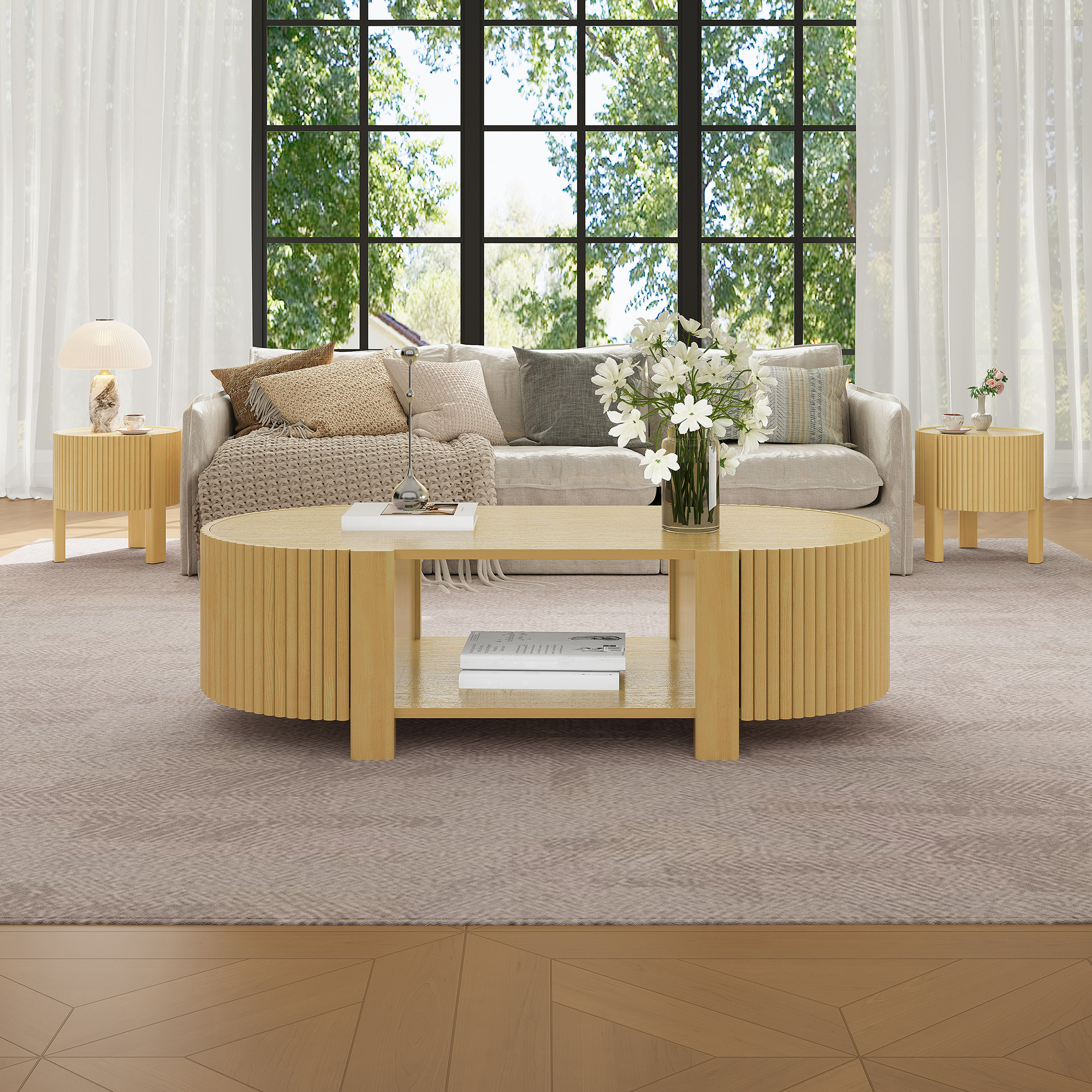 Oval Fluted Coffee Table