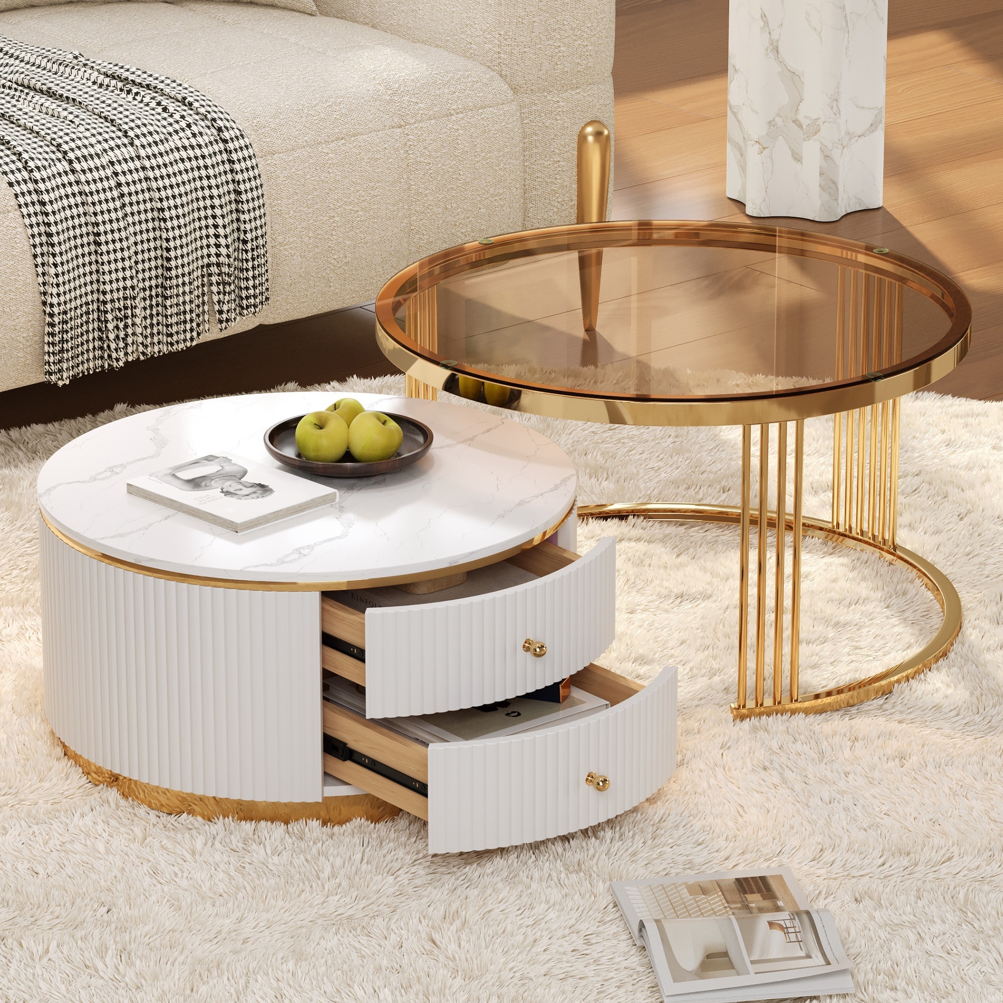 Round Nesting Coffee Table Set
