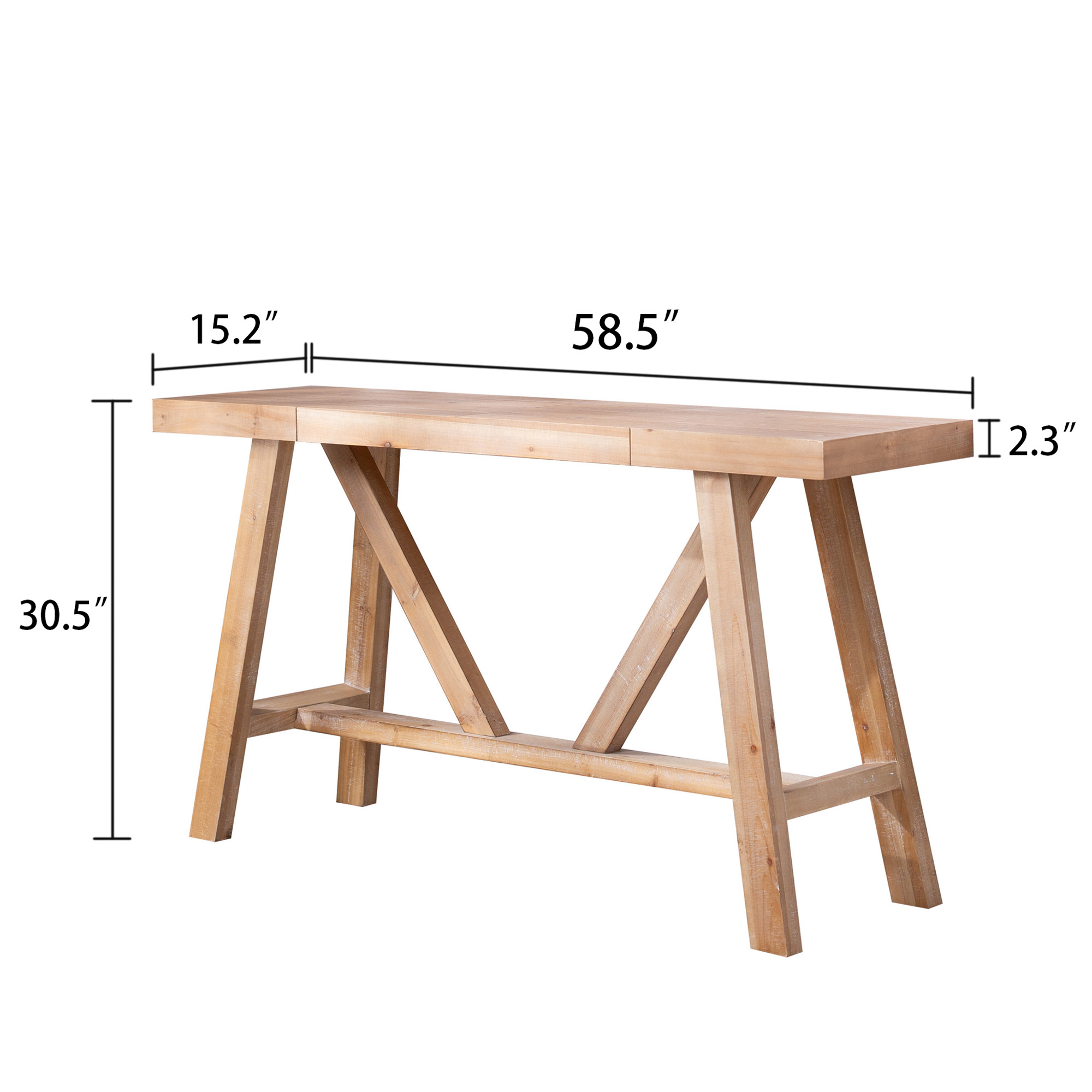 Farmhouse A- Frame Wood Console Table, 58.5