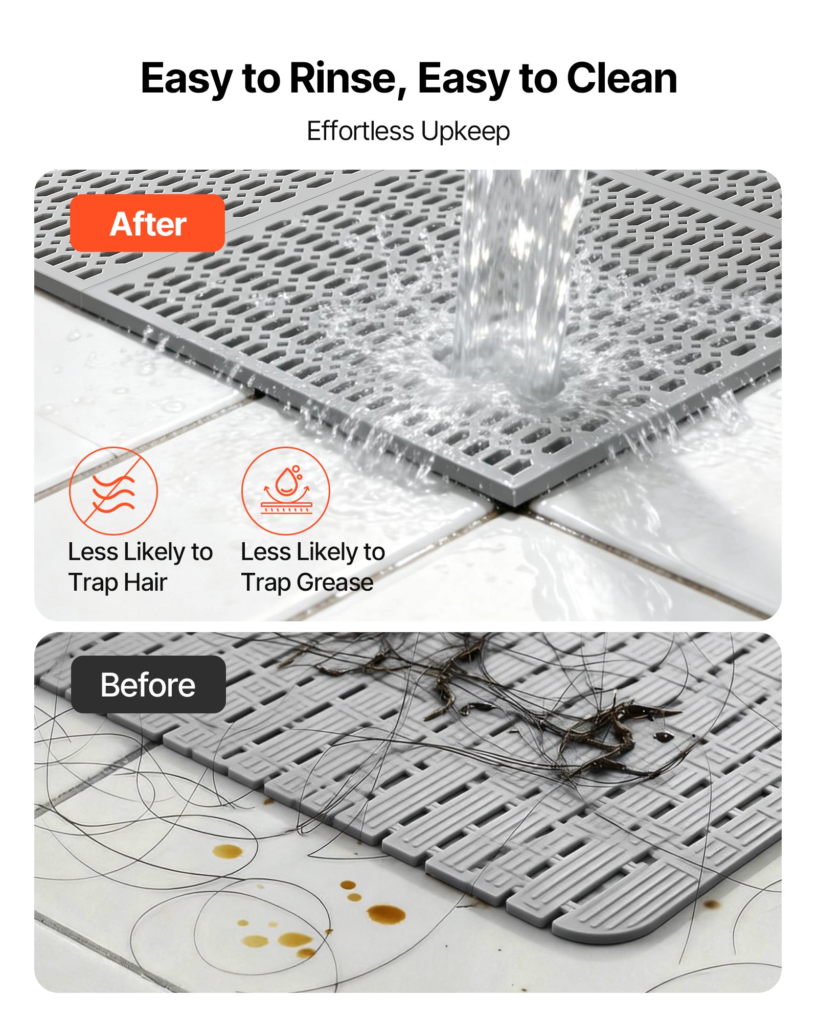 Drainage Mat, 3 X 50 Ft, PVC Non Slip Commercial Floor Mat, Wet Area Water Drain Splash Matting Hollow Doormat Roll, For Outdoor Indoor Restaurant Swimming Pool Patio Bathroom Washroom, Gray