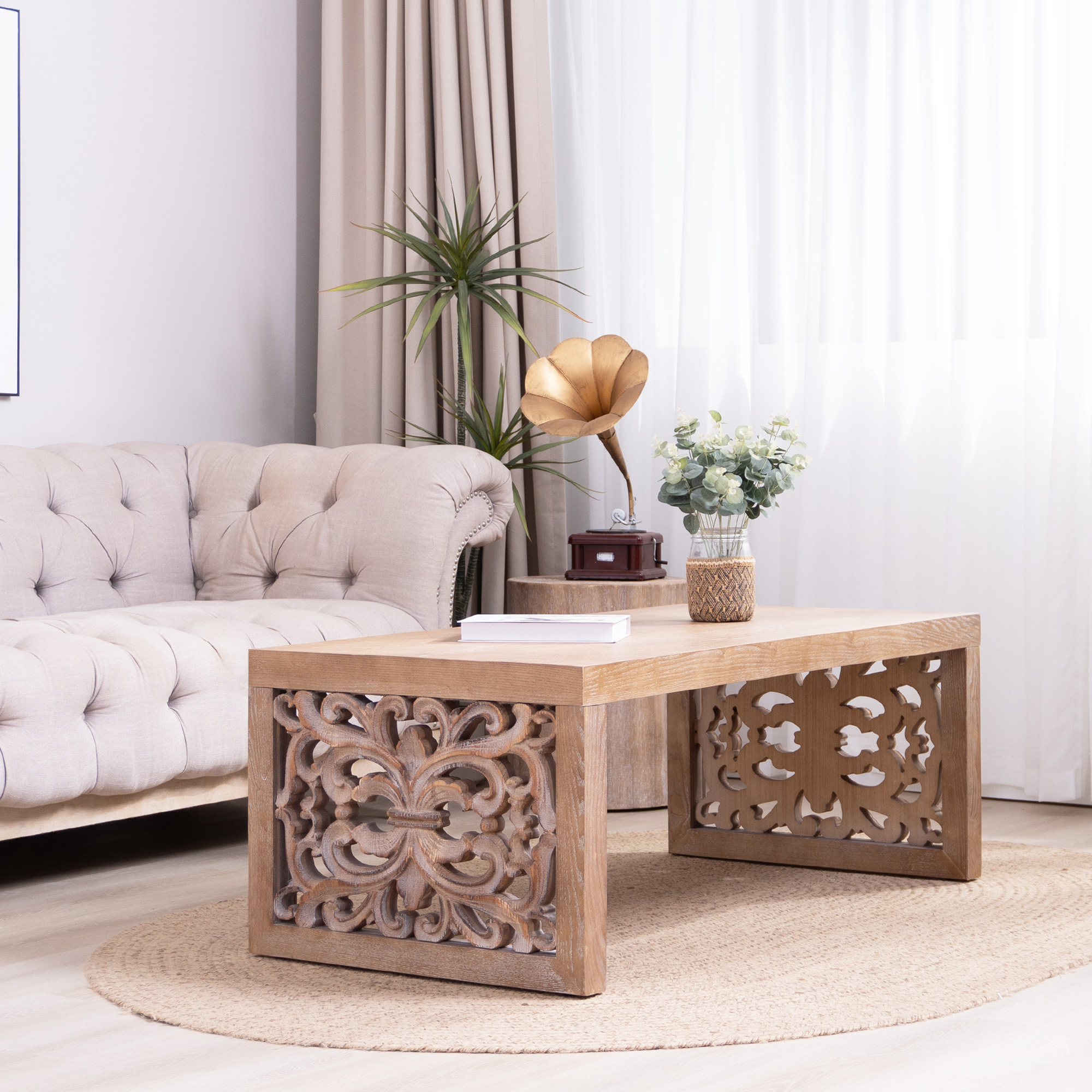 Carved Wood Coffee Table, picture 3 of 4