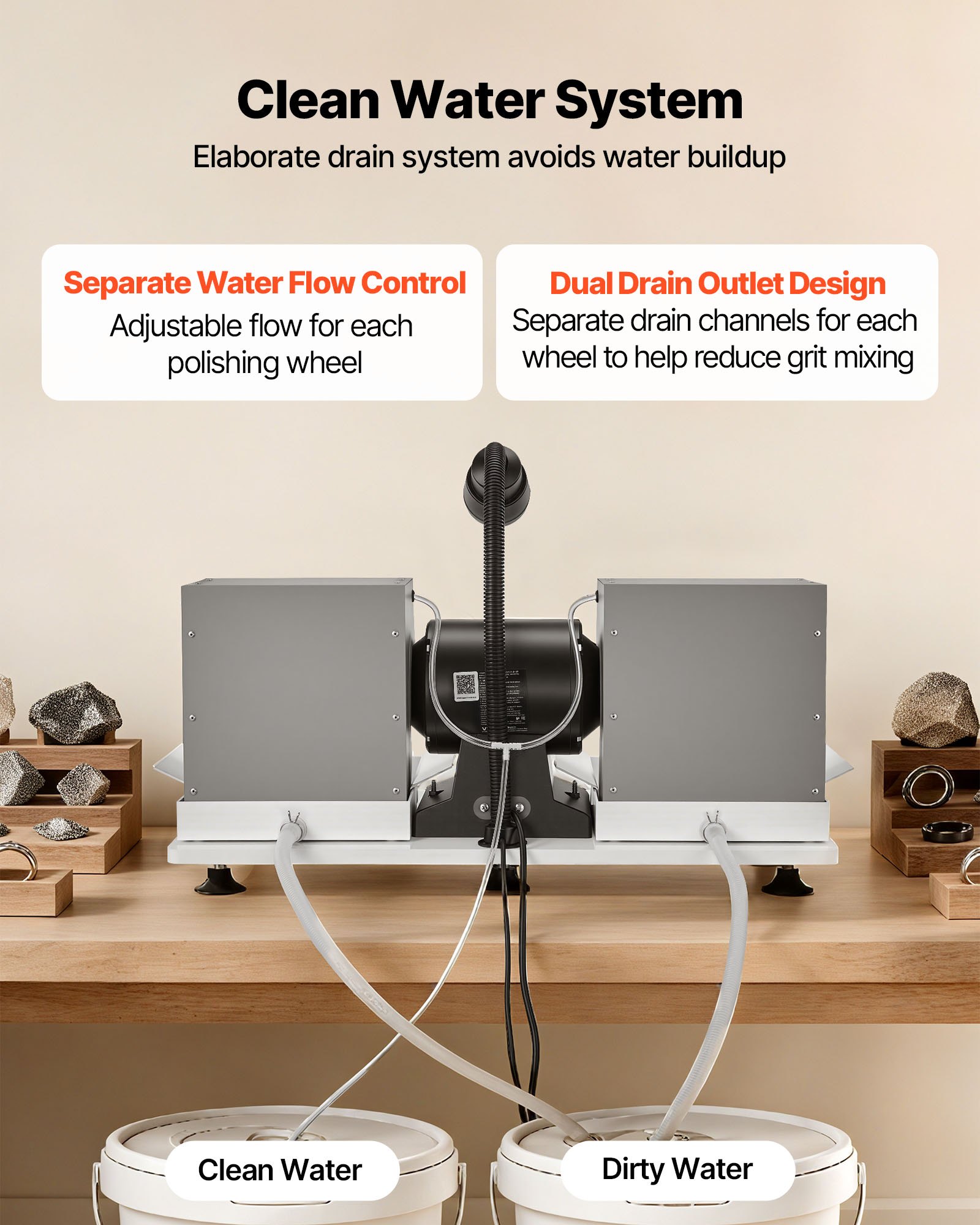 Cabbing Machine, 6" 2/5 HP 1800 RPM Efficient, Lapidary Rock Grinder Polisher With Diamond And Resin Wheels, LED Lamp, Water System, Lapidary Equipment For Gemstone Grinding, Stone Polishing