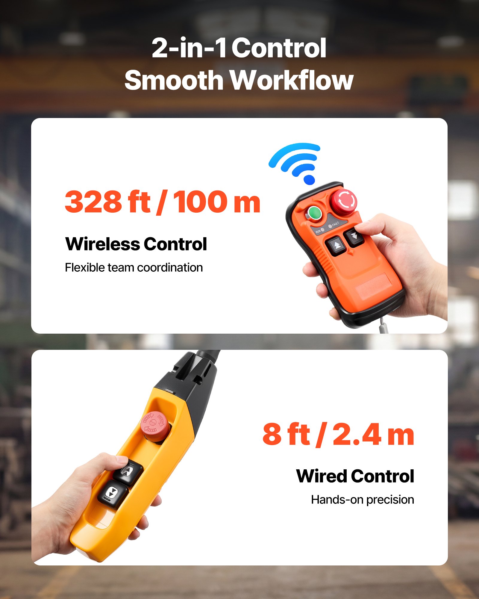 2200 Lbs Electric Chain Hoist, 10 Ft Lifting Height, 120V Single Phase Overhead Crane With 328 Ft Wireless & 8 Ft Wired Remote Control, Power Electric Hoist For Factories, Warehouses, Garages