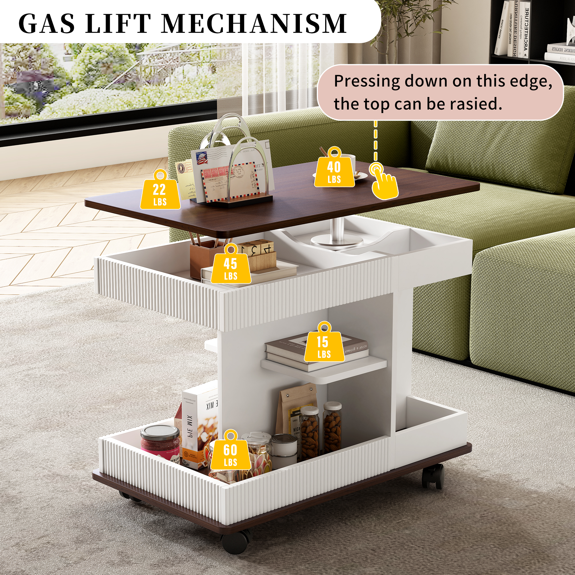 Adjustable End Table with Wheels, picture 3 of 4