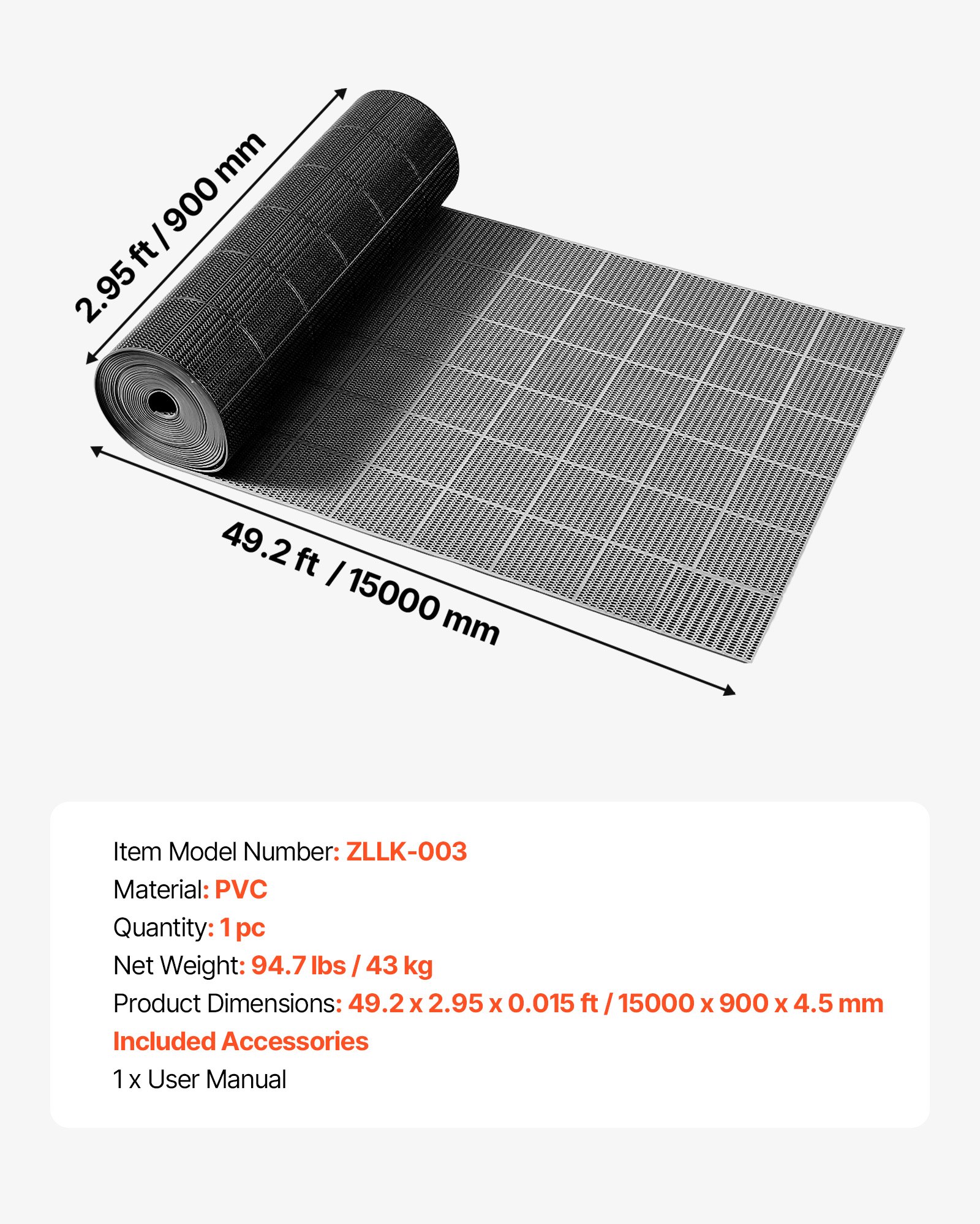 Drainage Mat, 3 X 50 Ft, PVC Non Slip Commercial Floor Mat, Wet Area Water Drain Splash Matting Hollow Doormat Roll, For Outdoor Indoor Restaurant Swimming Pool Patio Bathroom Washroom, Black