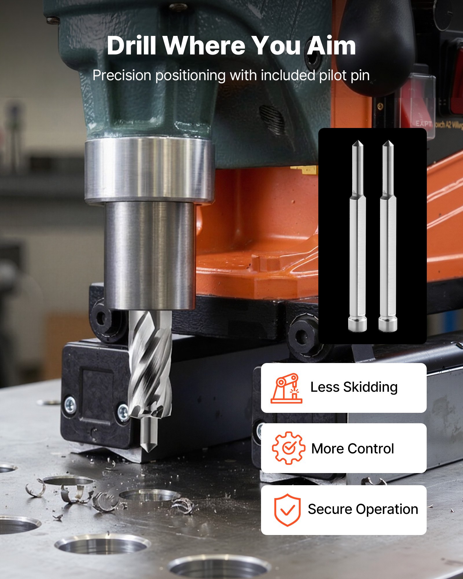 Annular Cutter Set, 5 Pcs Weldon Shank Mag Drill Bits Kit, 1" Cutting Depth, 1/2" Cutting Diameter, HSS, 3 Drill Bits With 2 Pilot Pins And 3 Plastic Cases, For Magnetic Drills, Steel, Aluminum