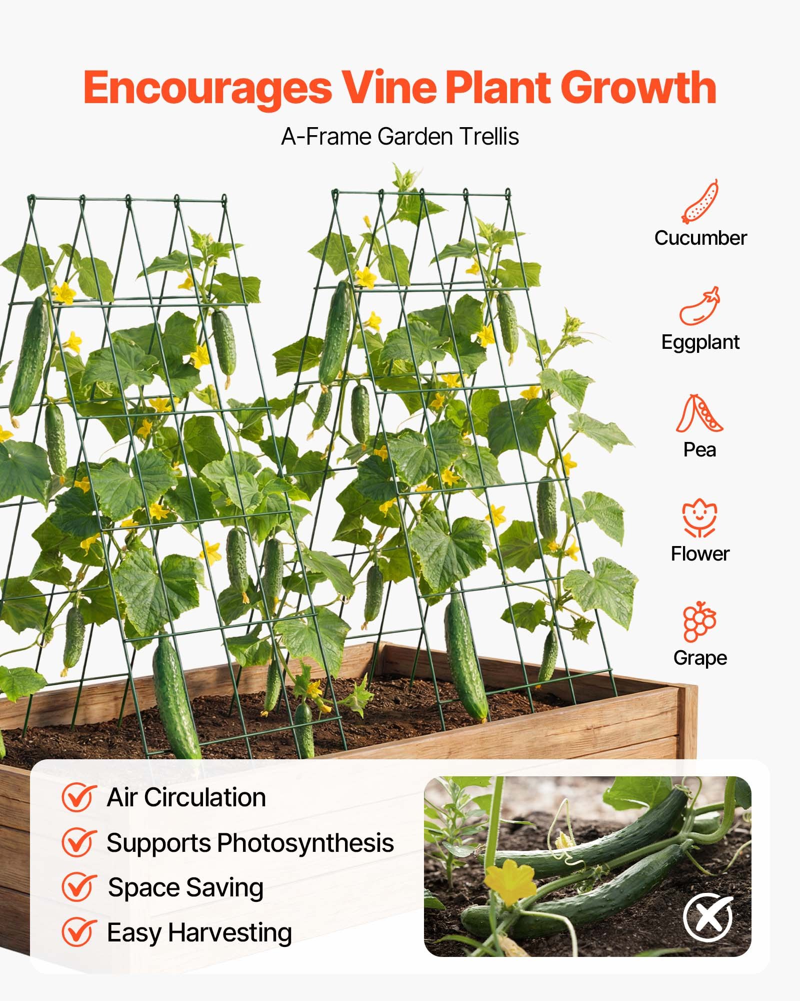 Cucumber Trellis 4 Pack, A-Frame Garden Trellises For Raised Bed, Metal Rustproof Coating Plant Support For Vine, Climbing Plants, Peas, Beans, Zucchini, Tomato, Flower (38.98 X 15.75 In X 4PCS)