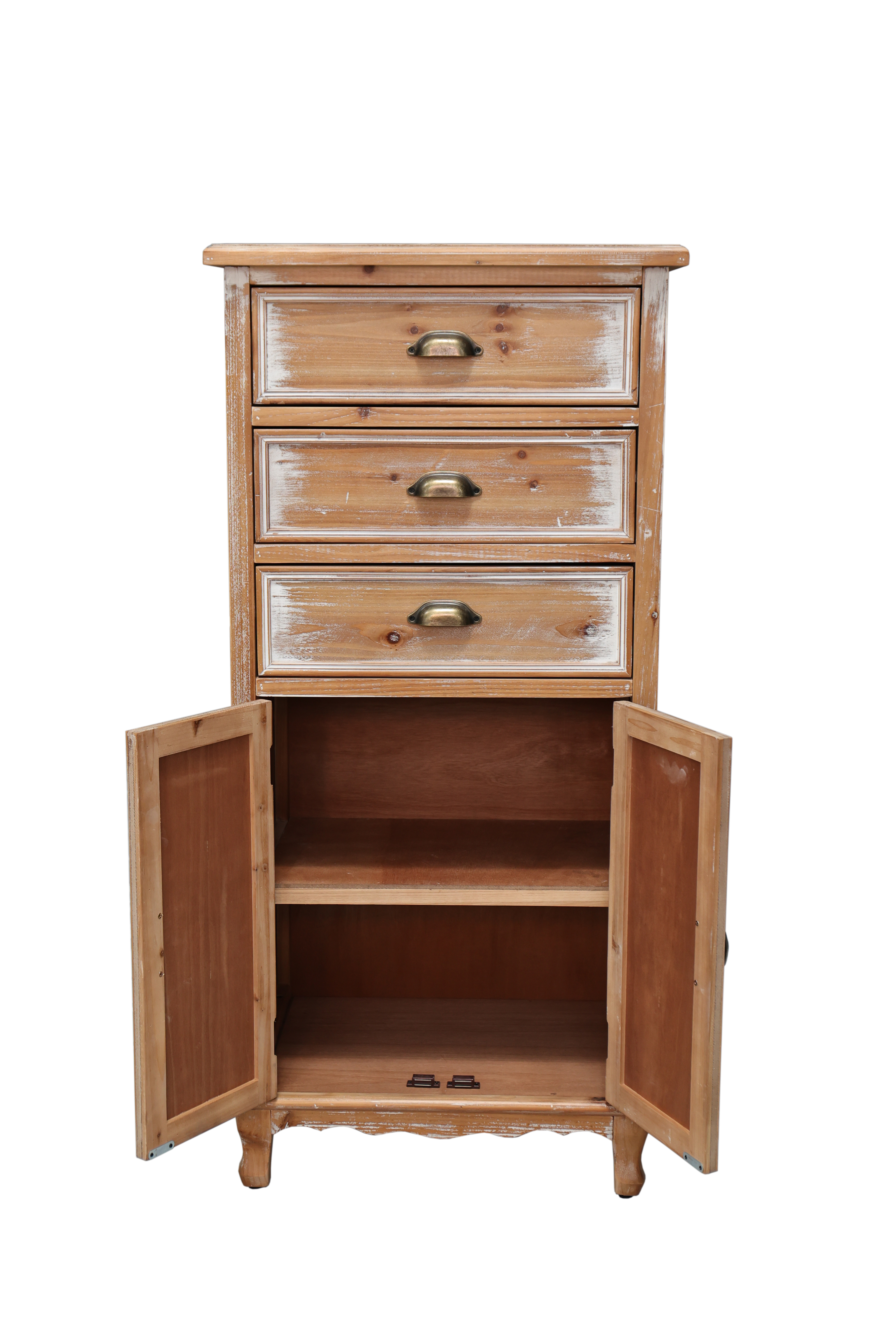 Rustic Wooden Storage Cabinet With Three Drawers For Living Room_voghion.com