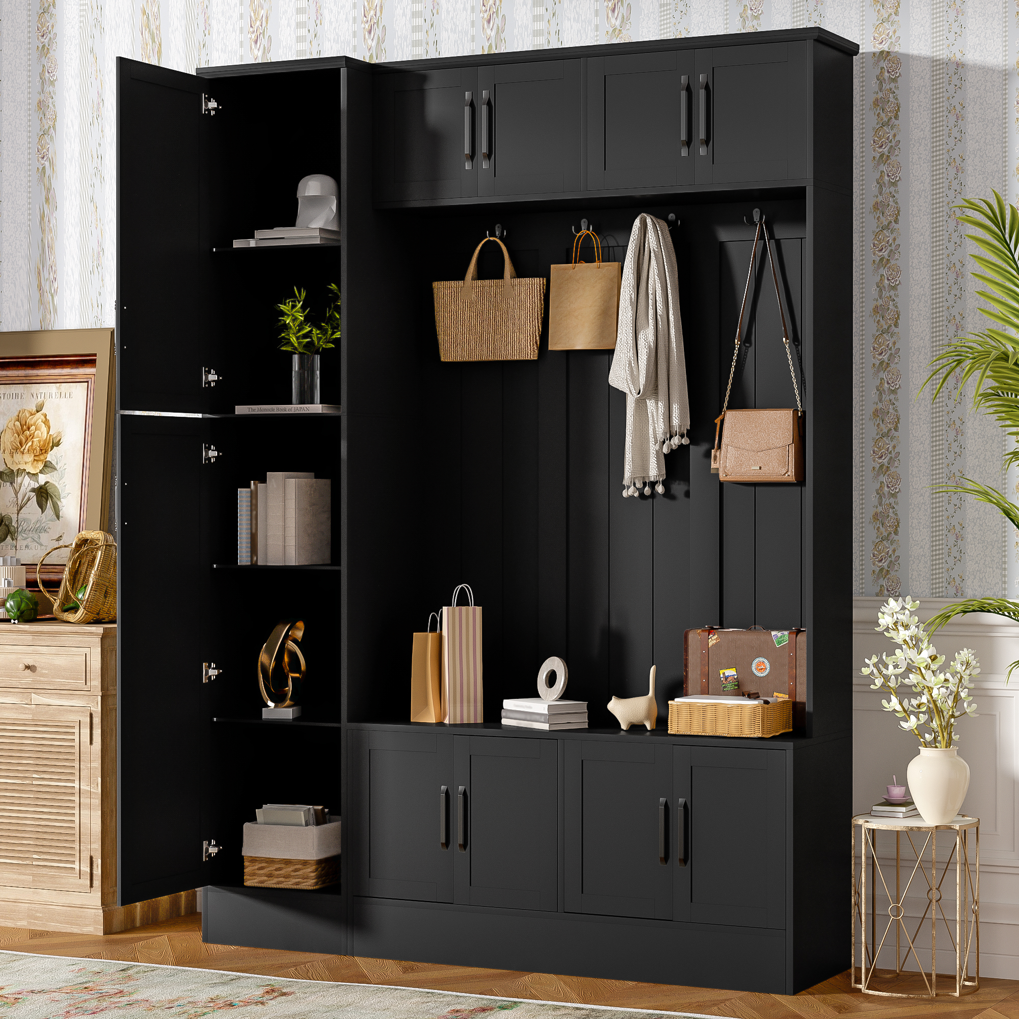 Tall Hall Tree with Shoe Storage