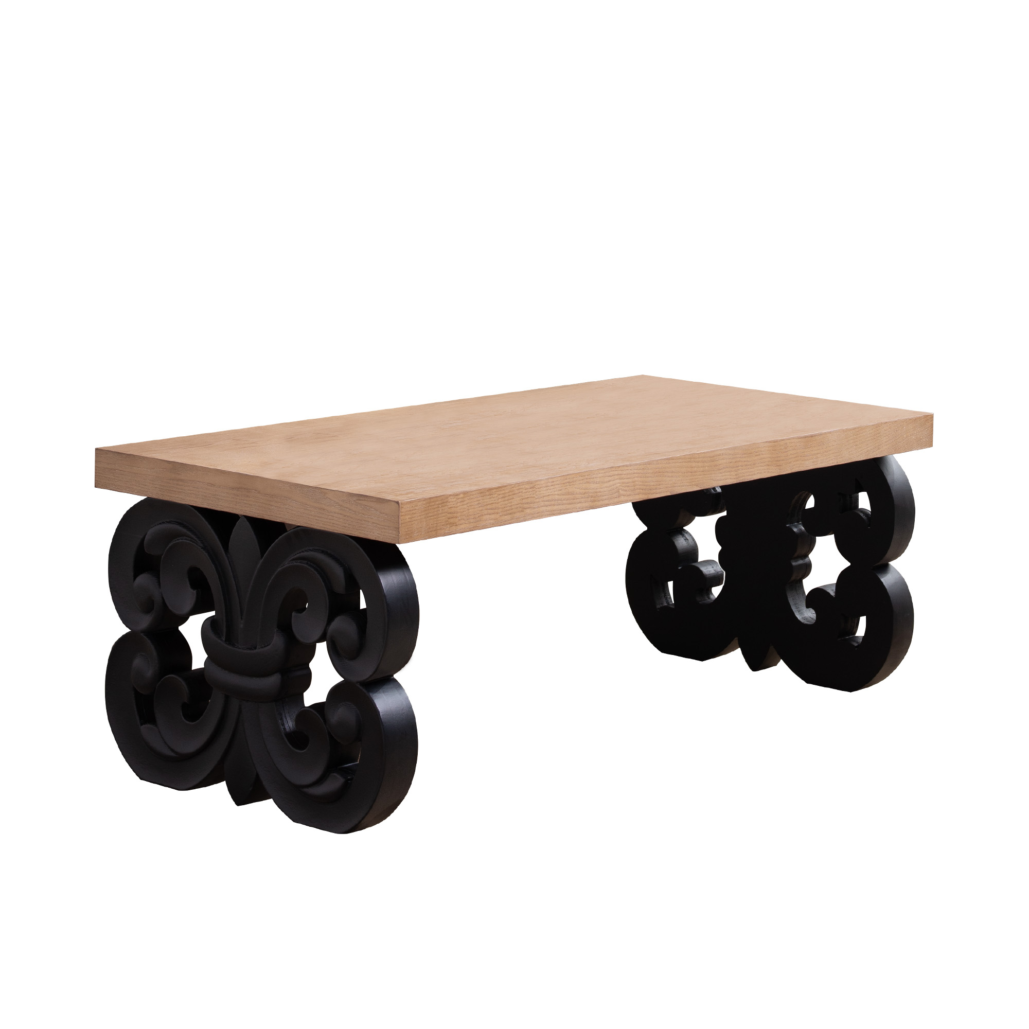 Wood Coffee Table with Scroll Base, picture 2 of 4