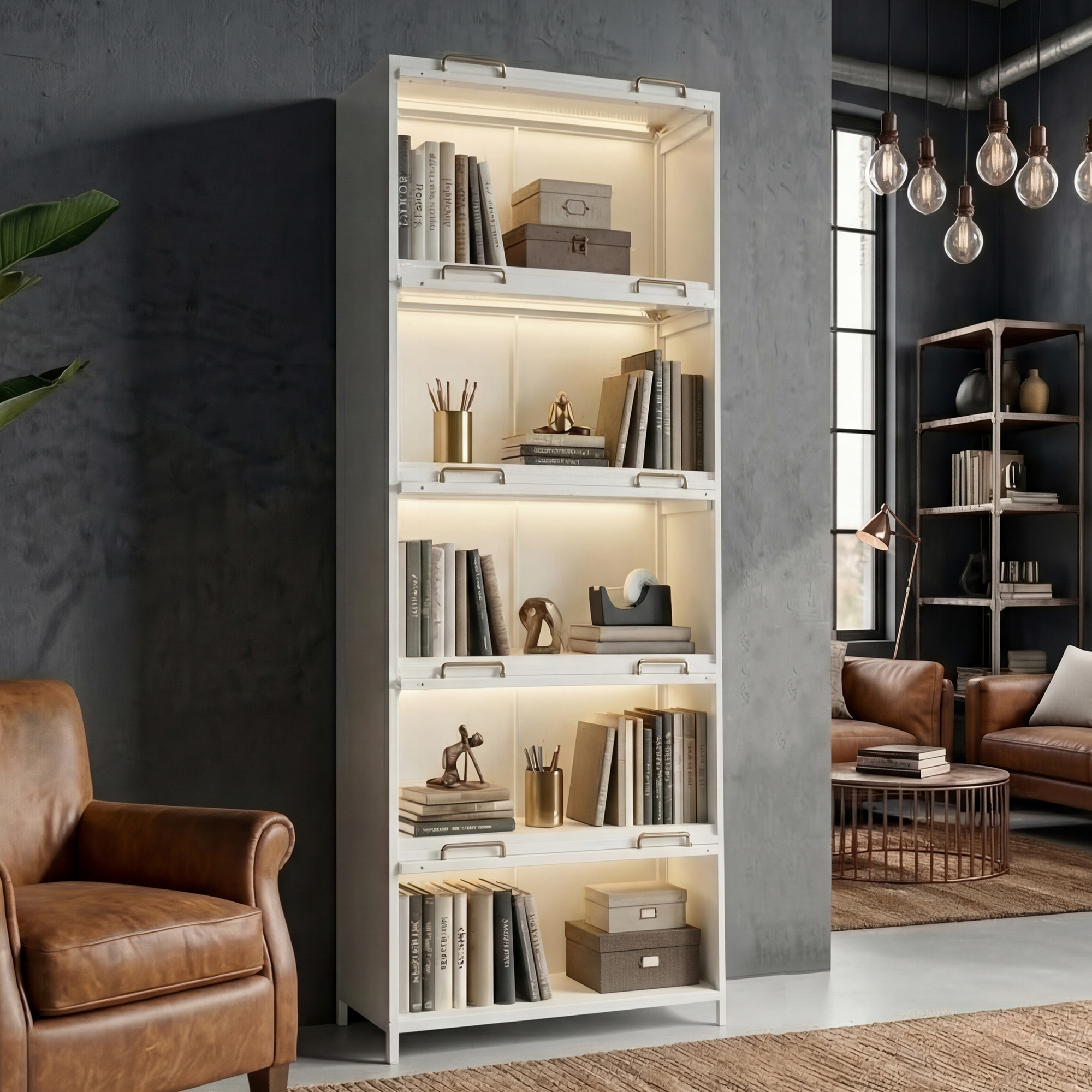 Iron Display Cabinet with Glass Doors