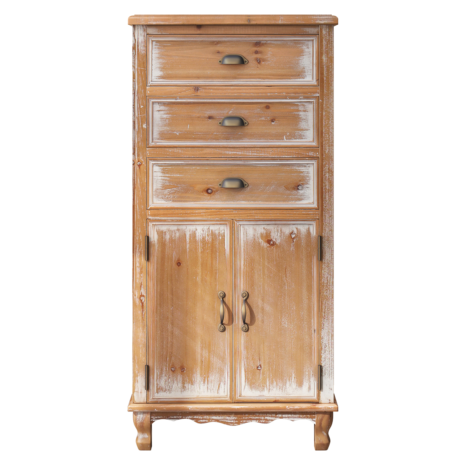 Rustic Wooden Storage Cabinet With Three Drawers For Living Room_voghion.com