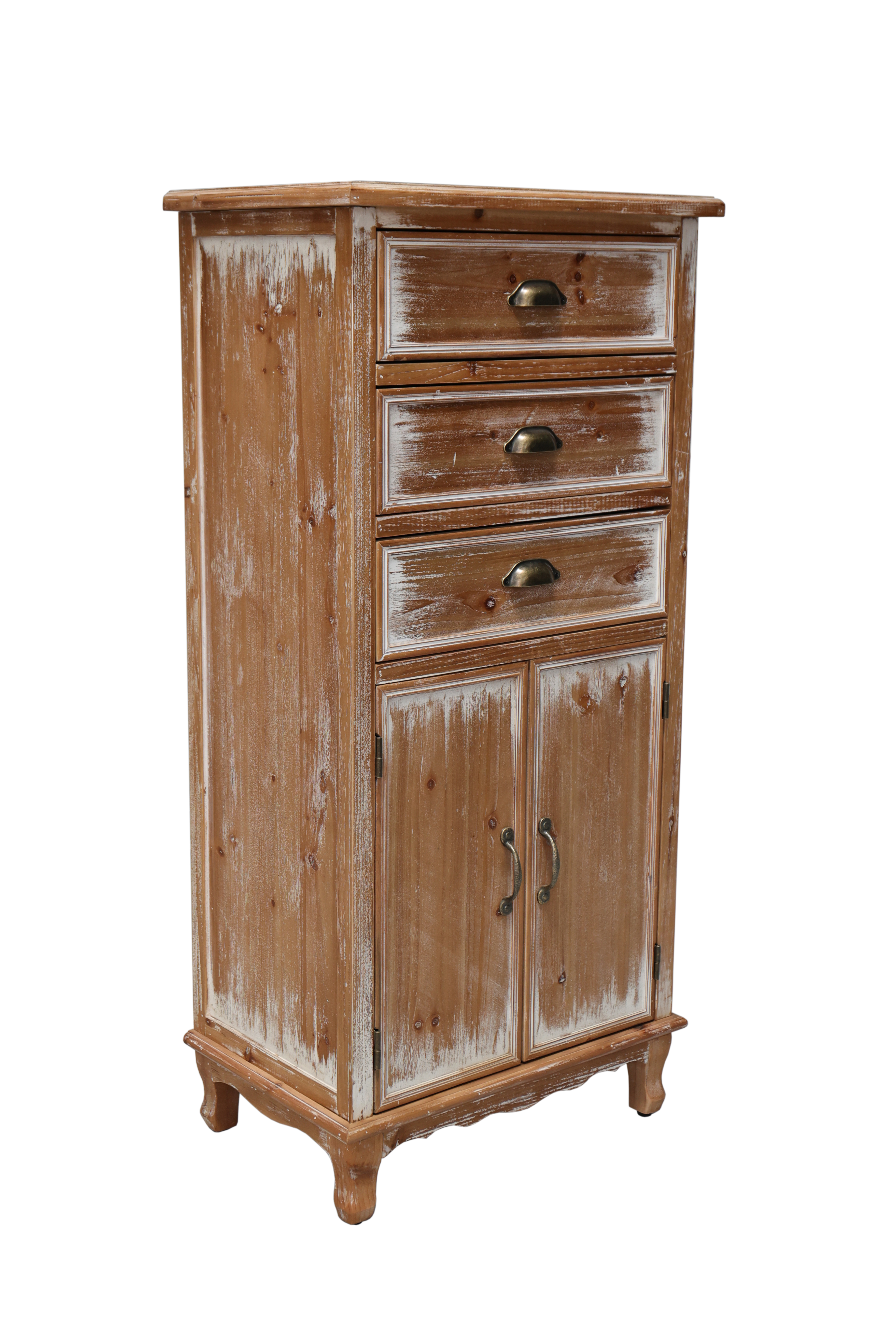 Rustic Wooden Storage Cabinet With Three Drawers For Living Room_voghion.com