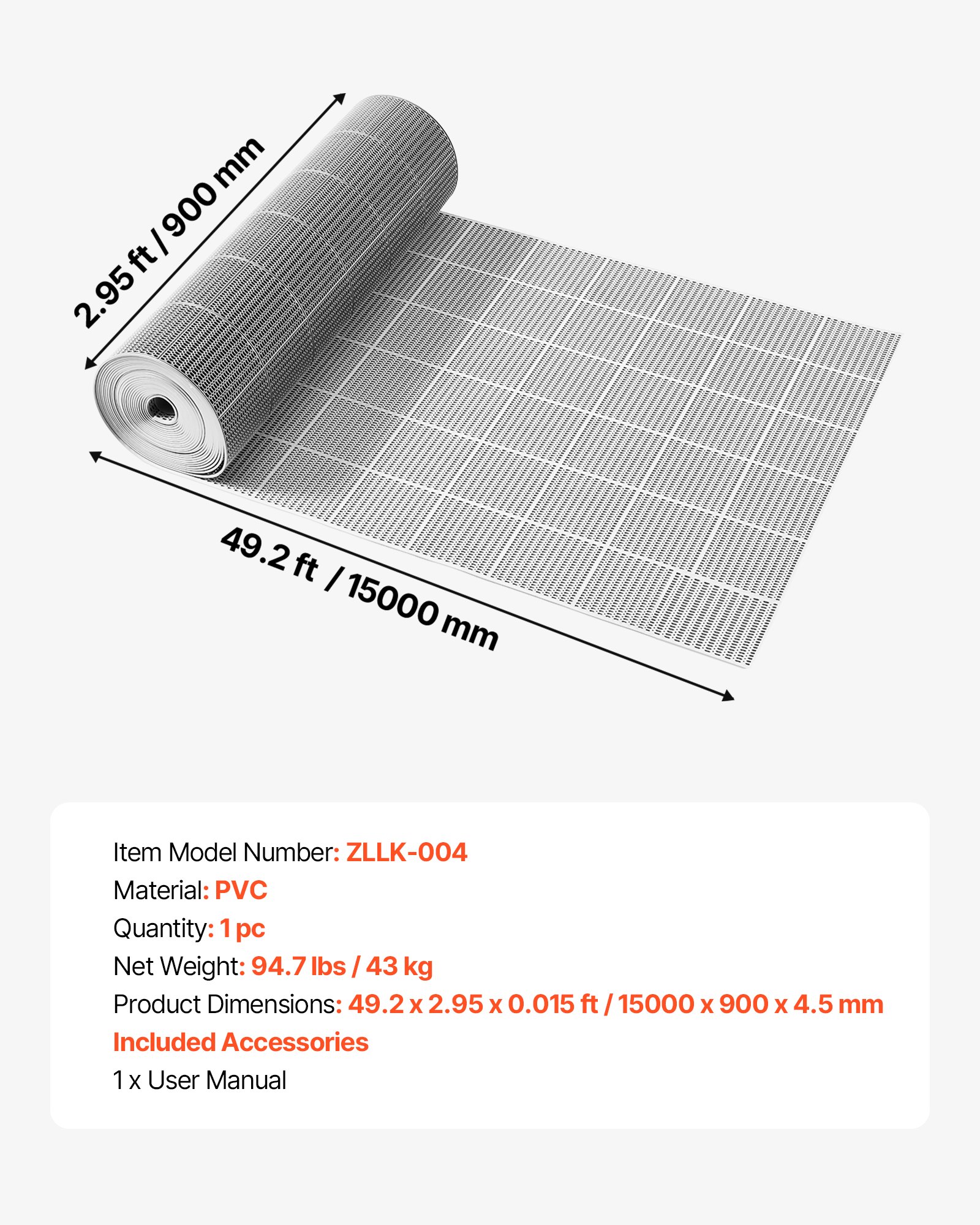 Drainage Mat, 3 X 50 Ft, PVC Non Slip Commercial Floor Mat, Wet Area Water Drain Splash Matting Hollow Doormat Roll, For Outdoor Indoor Restaurant Swimming Pool Patio Bathroom Washroom, Gray