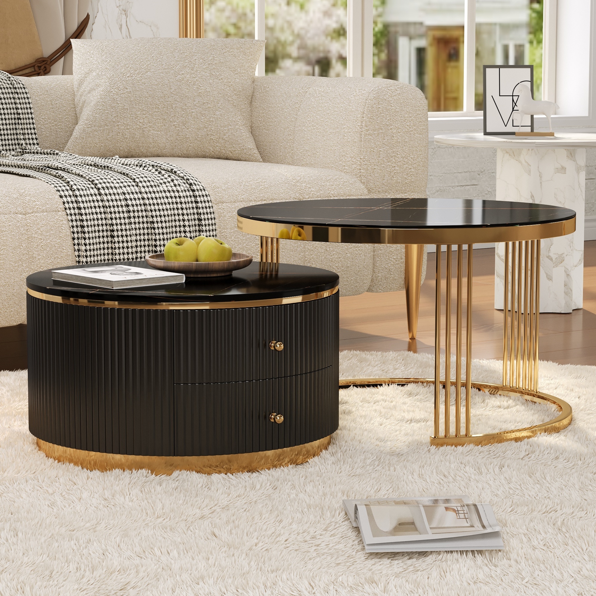 Round Nesting Coffee Table Set, picture 2 of 5