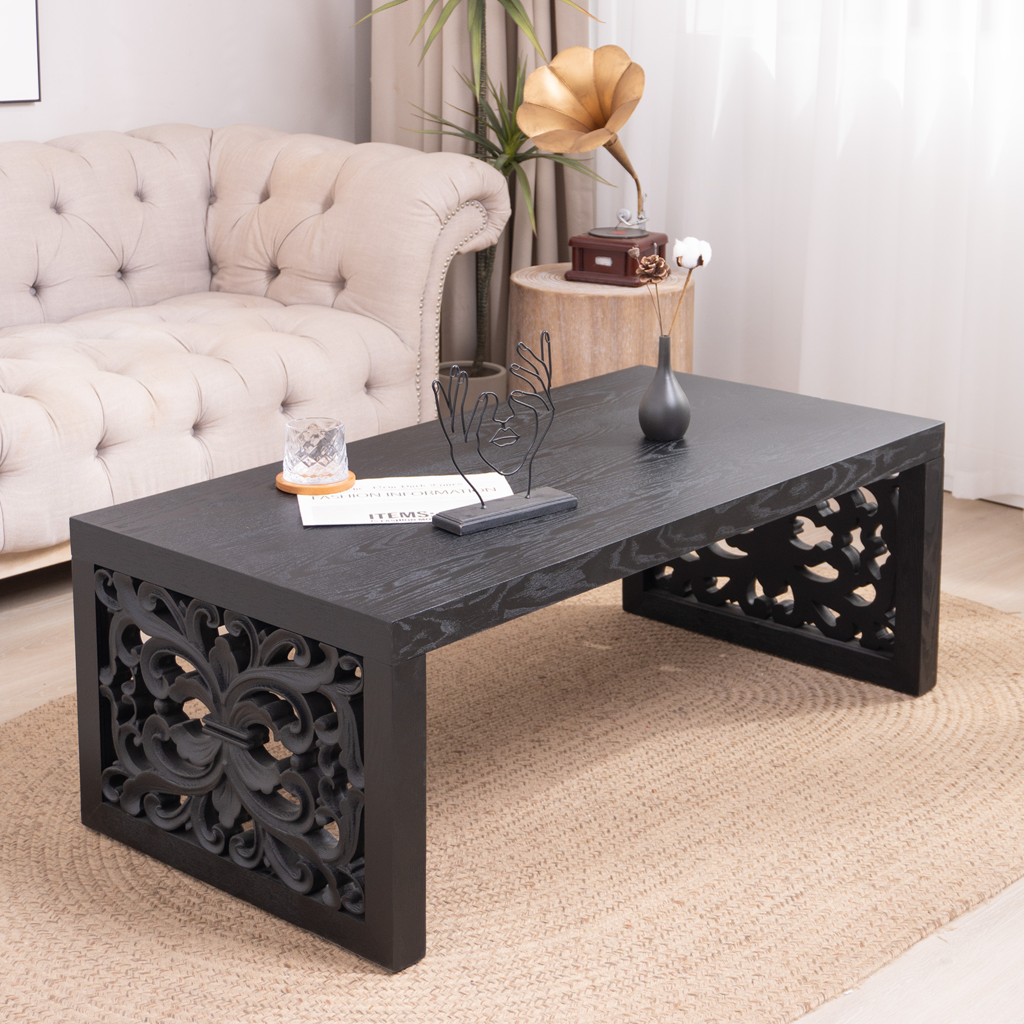Carved Wood Coffee Table, picture 3 of 4
