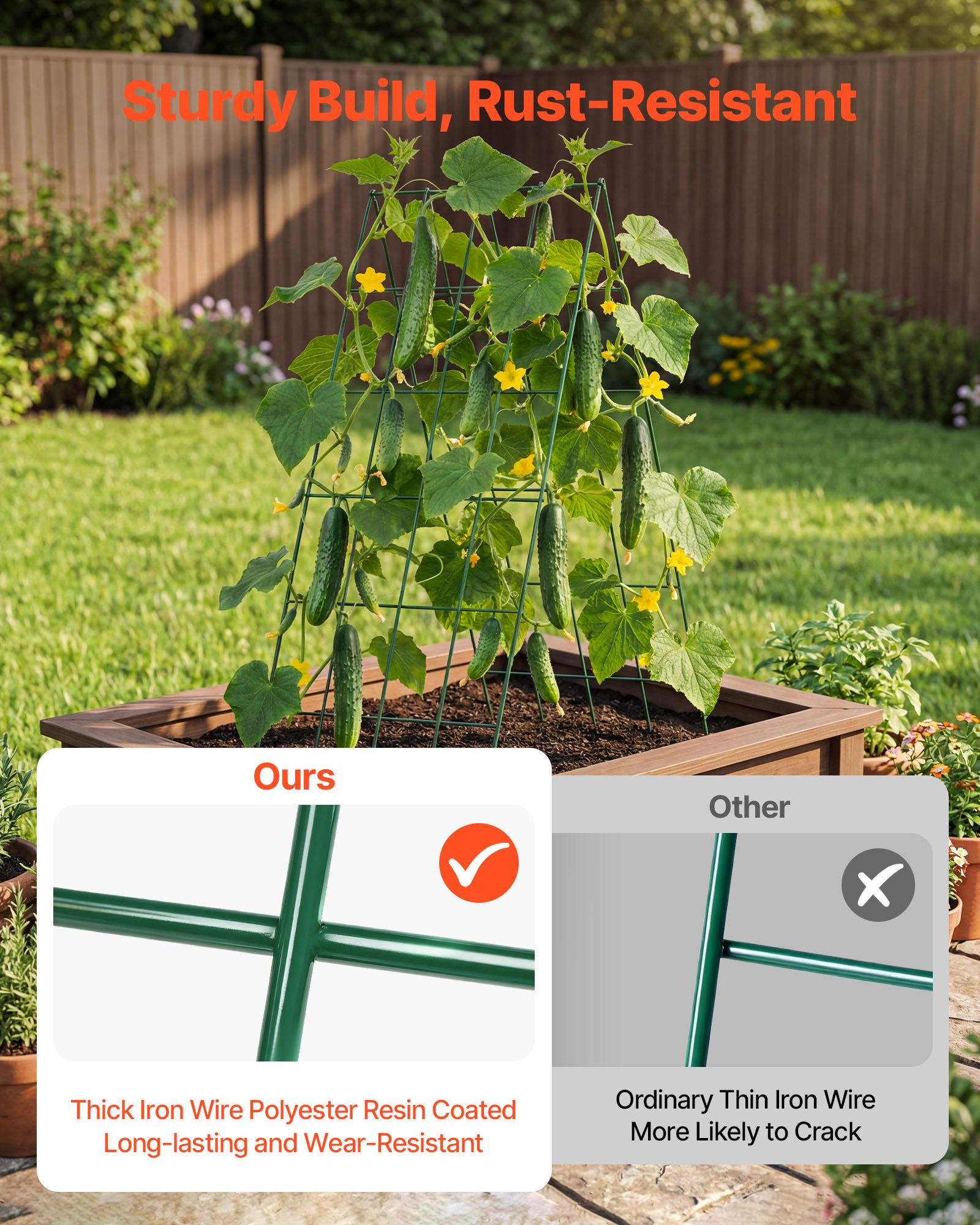 Cucumber Trellis 4 Pack, A-Frame Garden Trellises For Raised Bed, Metal Rustproof Coating Plant Support For Vine, Climbing Plants, Peas, Beans, Zucchini, Tomato, Flower (38.98 X 15.75 In X 4PCS)