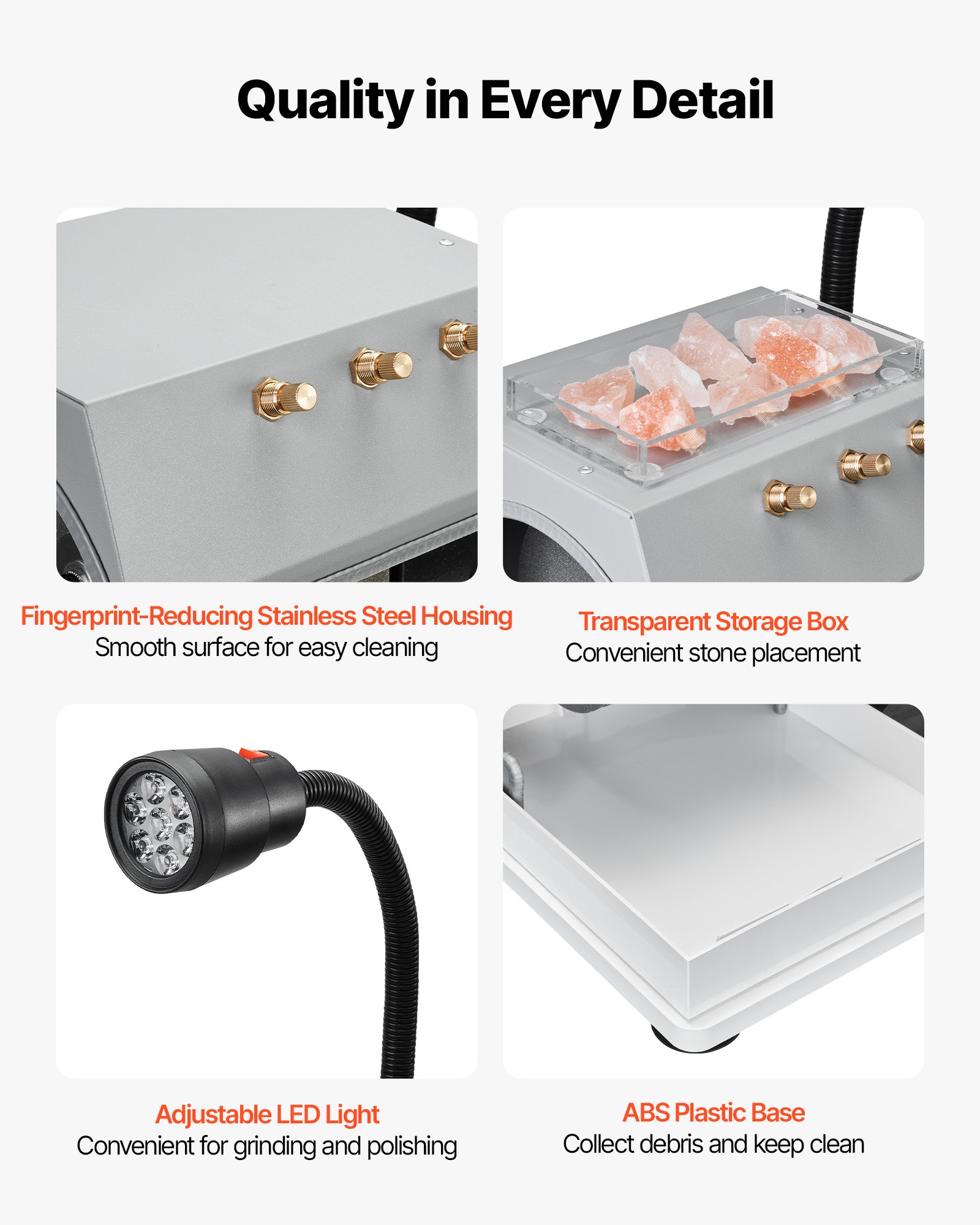 Cabbing Machine, 6" 2/5 HP 1800 RPM Efficient, Lapidary Rock Grinder Polisher With Diamond And Resin Wheels, LED Lamp, Water System, Lapidary Equipment For Gemstone Grinding, Stone Polishing