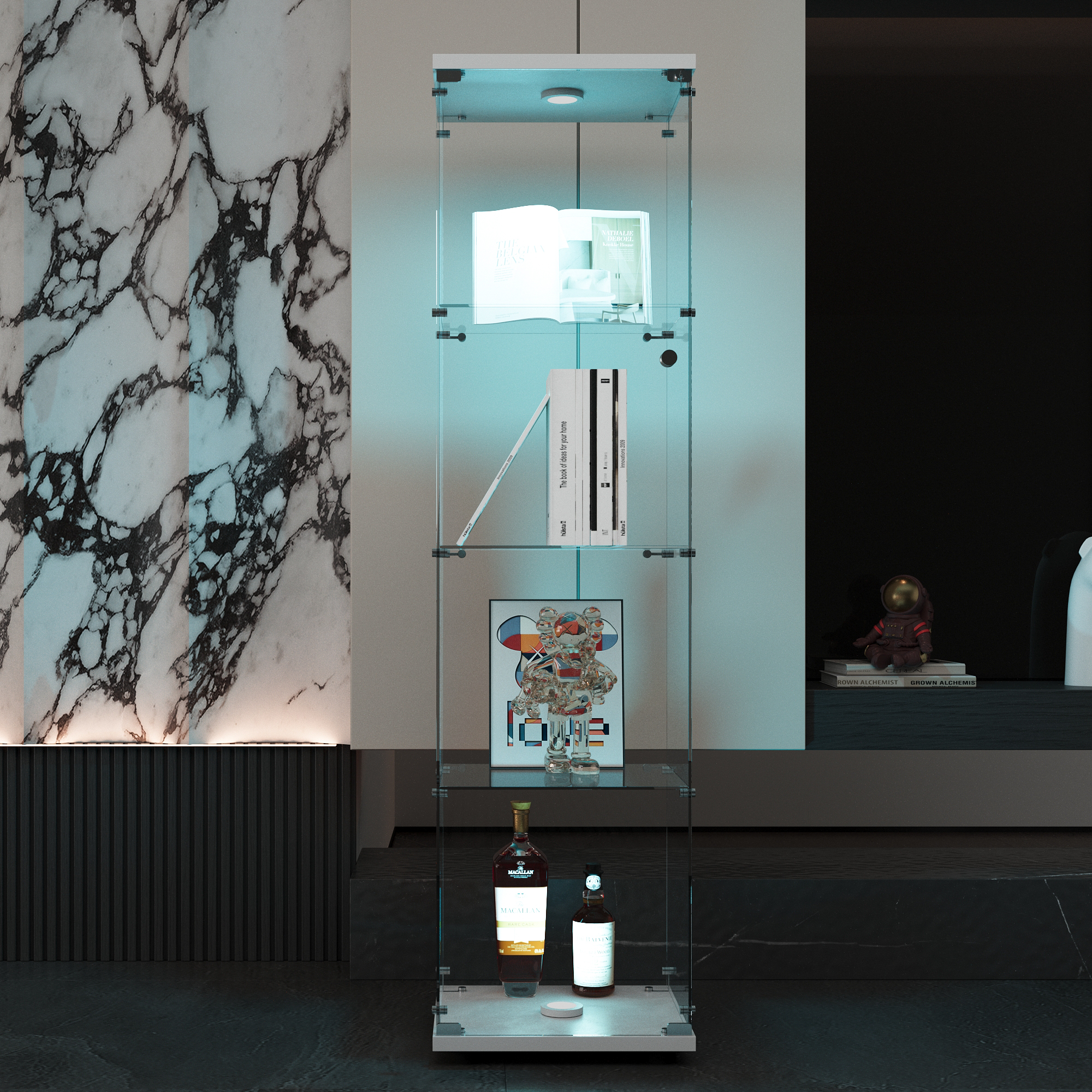 Glass Display Cabinet with LED Lights, picture 4 of 4