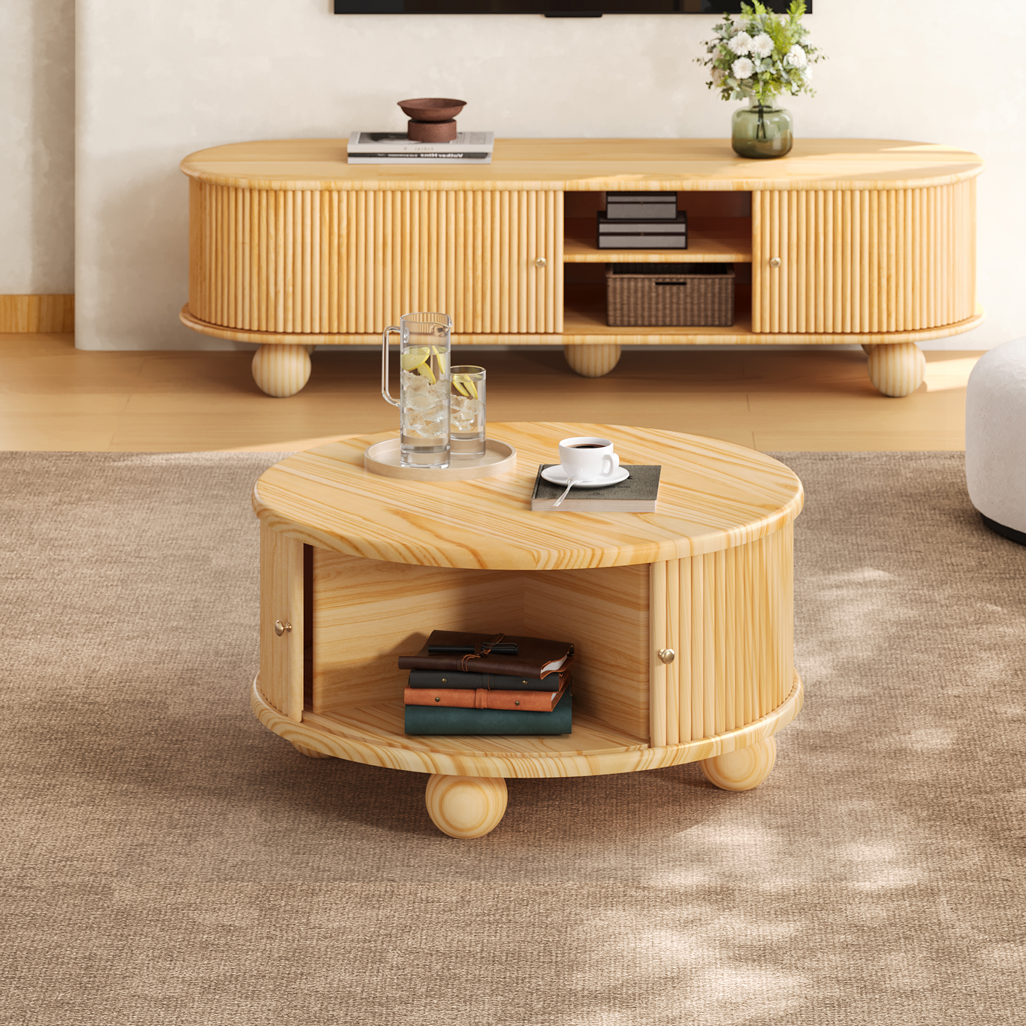 Round Storage Coffee Table