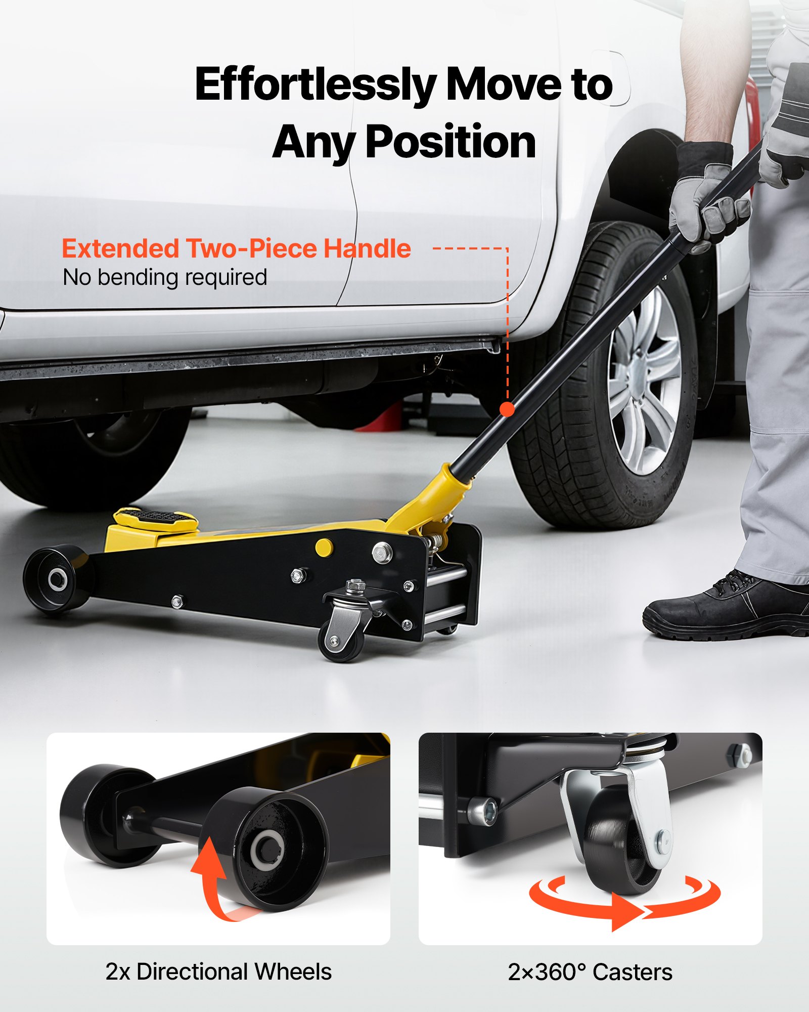 Low Profile Floor Jack, 3 Ton (6614 Lbs) Capacity, Steel Racing Floor Jack With Single Piston Quick Lift Pump, Hydraulic Trolley Car Lift For Sports Cars, SUVs, Pickups, Lifting Range 5.1"-19.7"