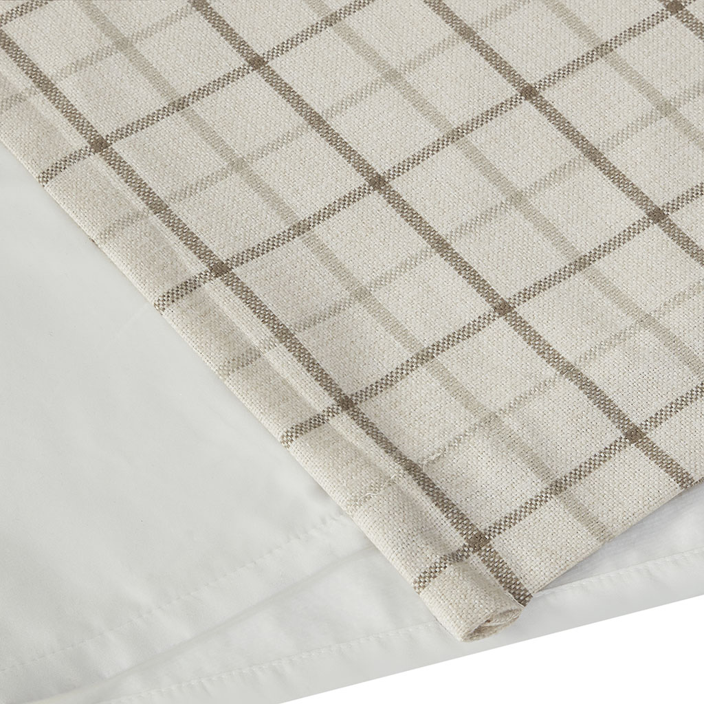 Plaid Rod Pocket And Back Tab Curtain Panel With Fleece Lining Natural 50x95 image 4