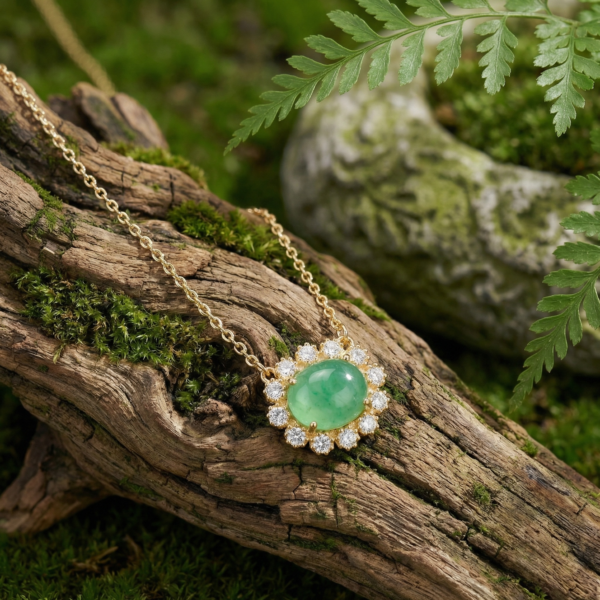 Sterling Silver Green Gemstone Pendant Necklace, picture 3 of 3