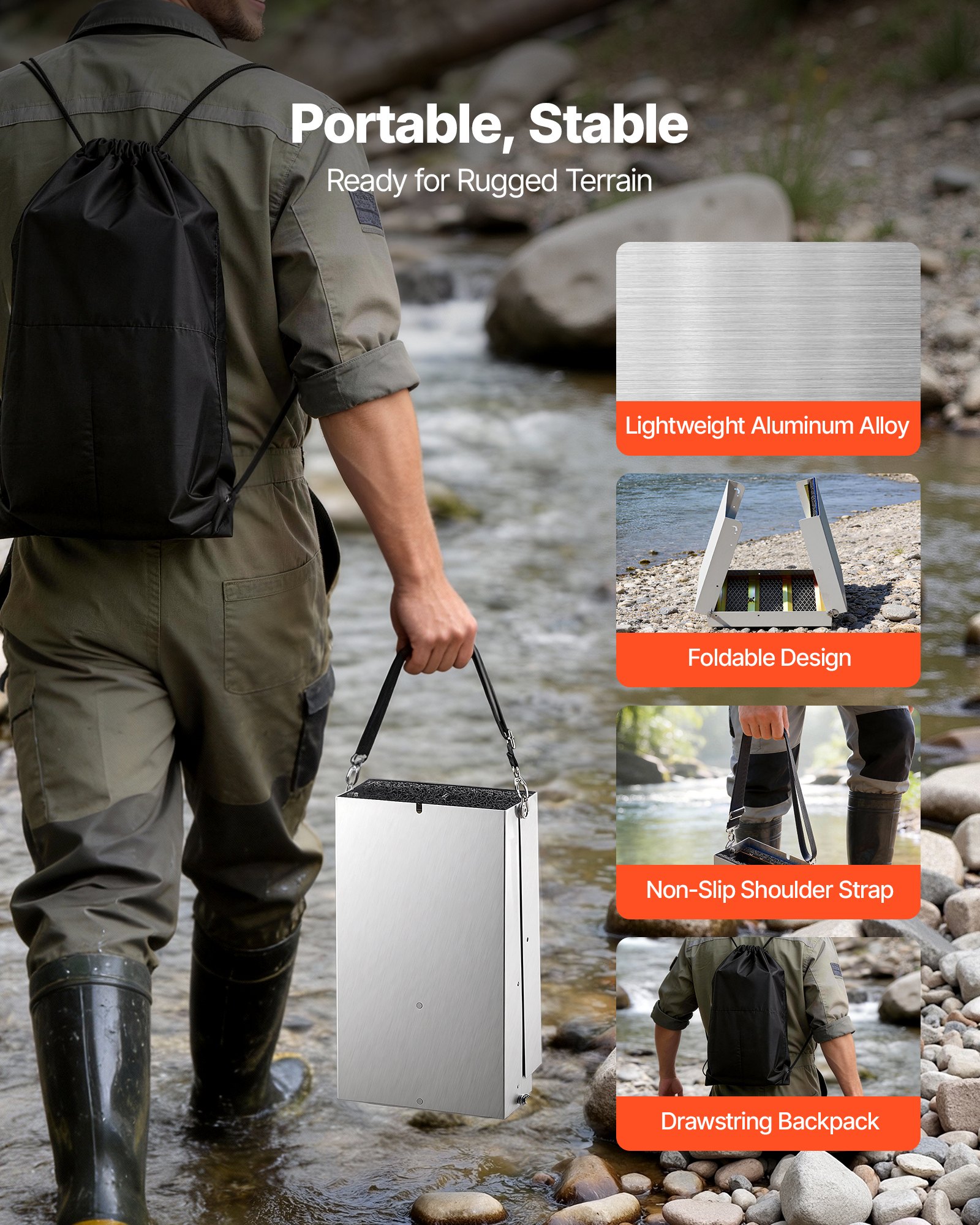 Highbanker Gold Panning Kit, 50" 3-in-1 Folding High Banker Gold Sluice Box, 26 PCS Portable Mining… image 4