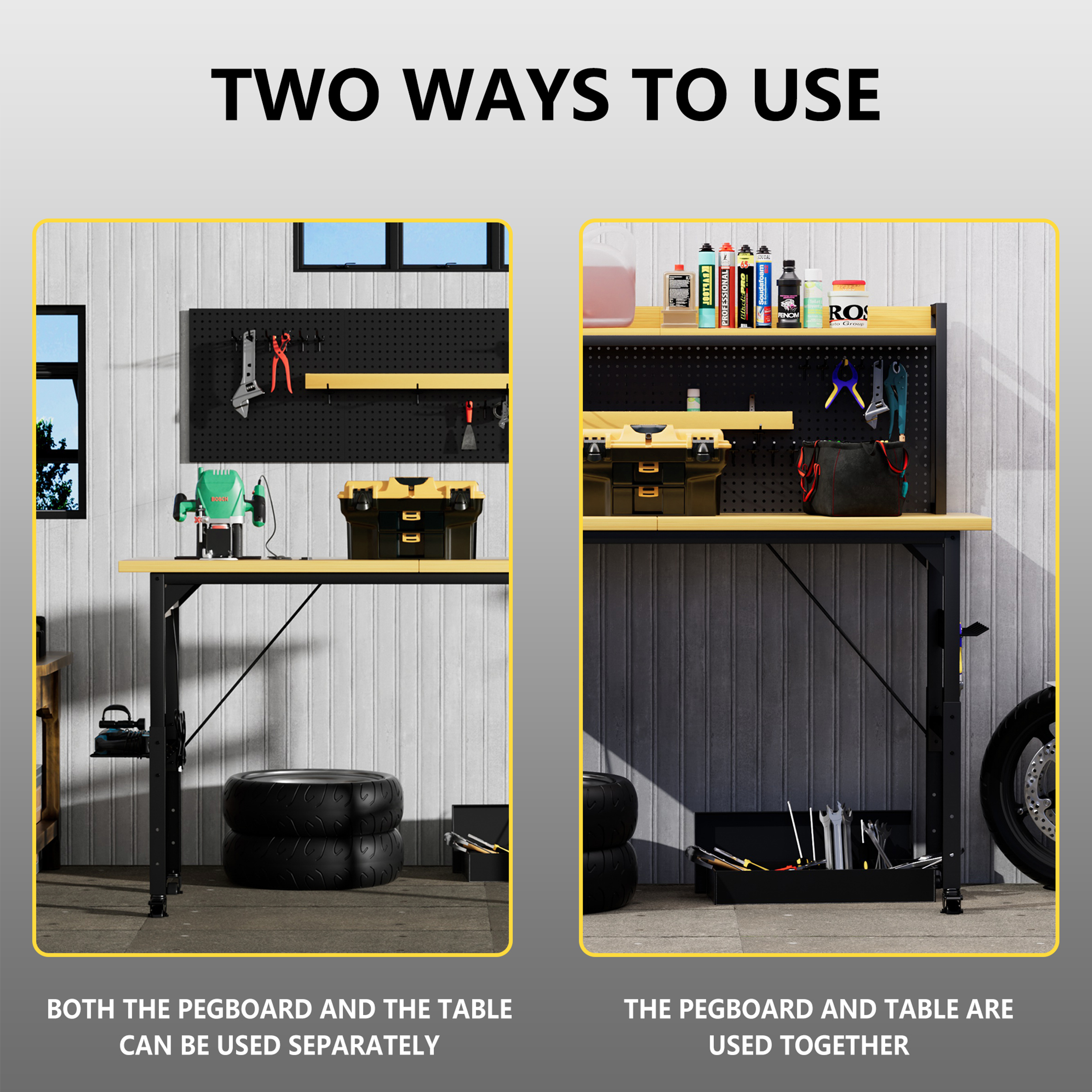 71 Adjustable Workbench with Pegboard β photo 2