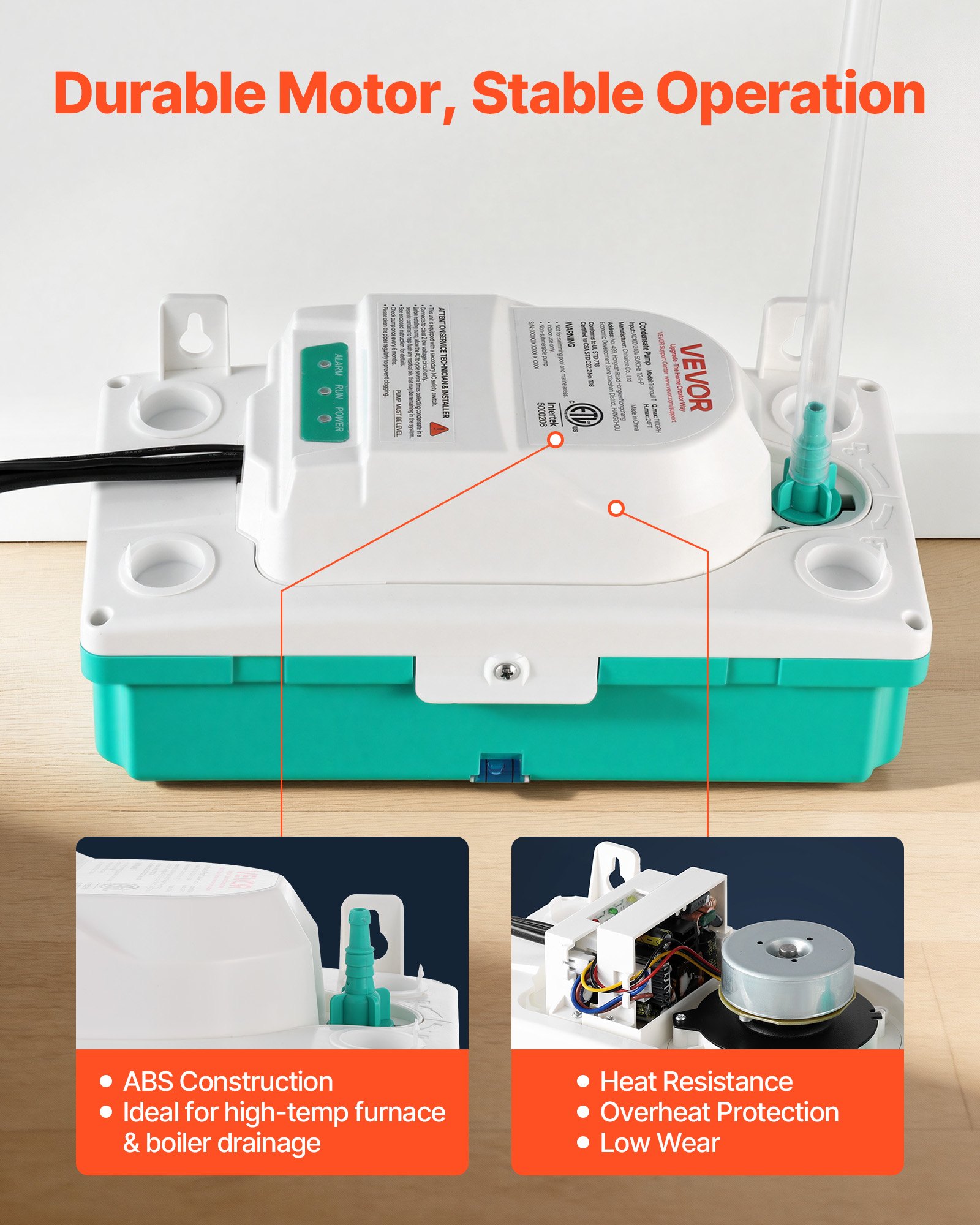 Condensate Pump, 1/24 HP, 110 GPH, 24 Ft Lift, 100-240V Automatic AC Condensation Removal Pump With Safety Switch & 20 Ft Tubing, For Air Conditioner, Dehumidifier, HVAC, Furnace, Ice Maker — foto 4