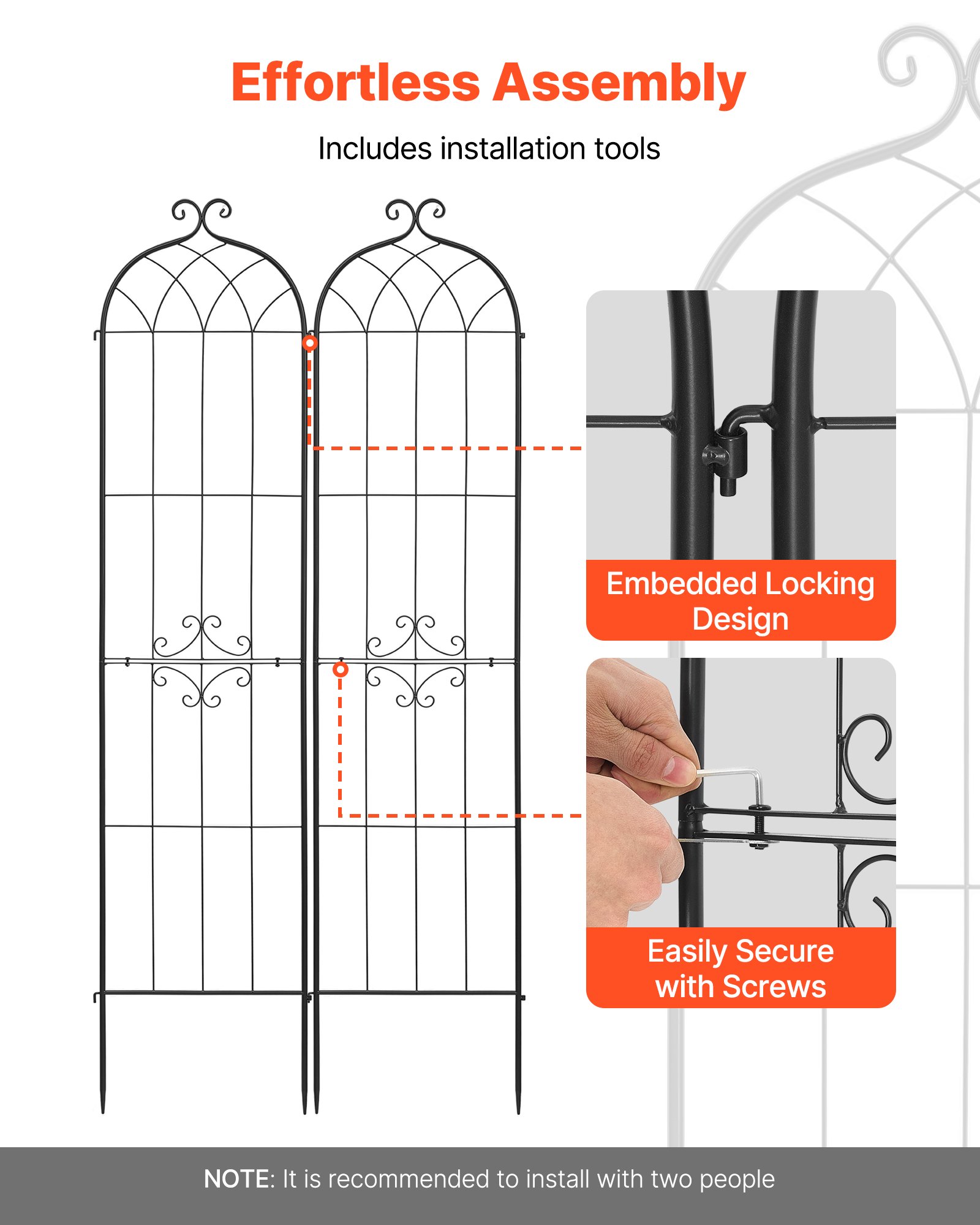Garden Trellis, 87 X 20 Inch Rose Trellis, 4 Packs Garden Flower Rose Trellises With Powder-Coated Finish & Convenient Locking Design, Plant Support Trellises For Flowers, Vegetables, Roses
