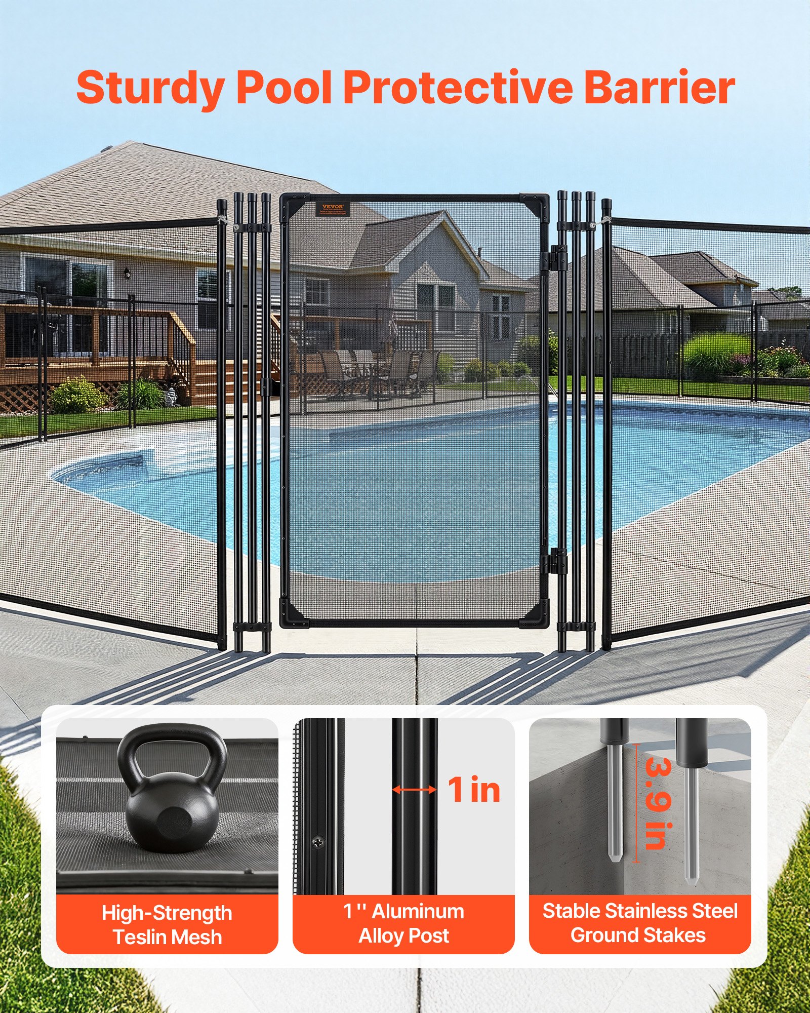 Pool Fence Gate, 4 X 2.5 Ft Inground Swimming Pool Fences Gate, Outdoor Security Fencing Door Kit With… image 3