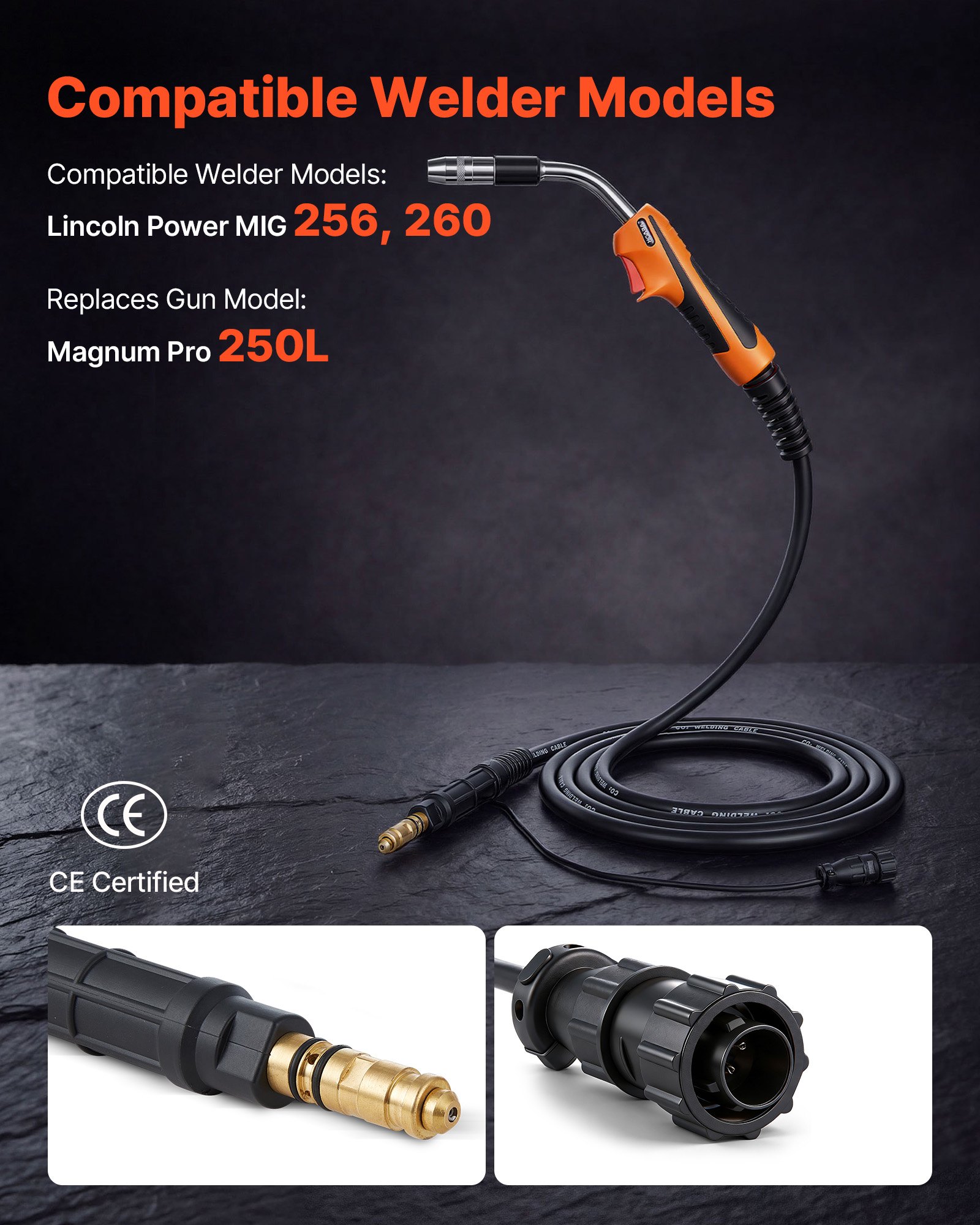 250A MIG Welding Gun With 15FT Cable, Replacement For Lincoln Magnum Pro 250L  - With 7PCS Mig Welding Contact Tips — foto 5