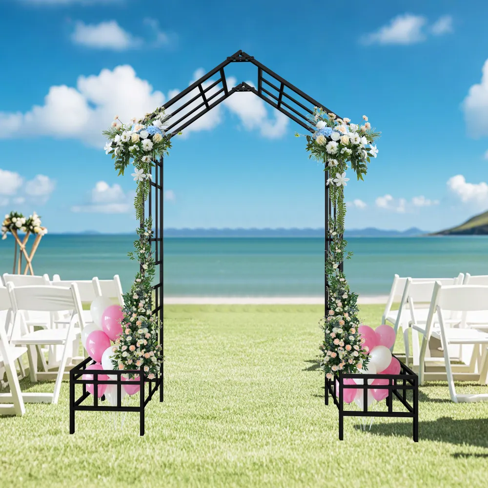 Metal Garden Arch With Adjustable Width W68.11  W94.29   Climbing Plants Support Rose Arch Outdoor Black