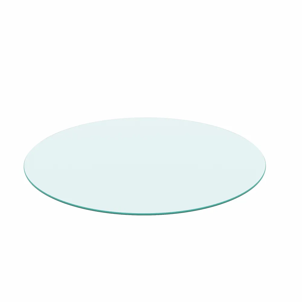 36 Inch Round Tempered Glass Table Top Clear Glass 0.25 Inch Thick Round Polished Edge