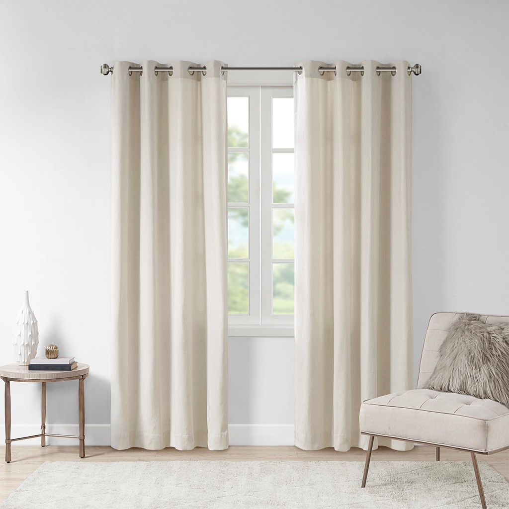 Plaid Rod Pocket And Back Tab Curtain Panel With Fleece Lining Natural 50x84_voghion.com