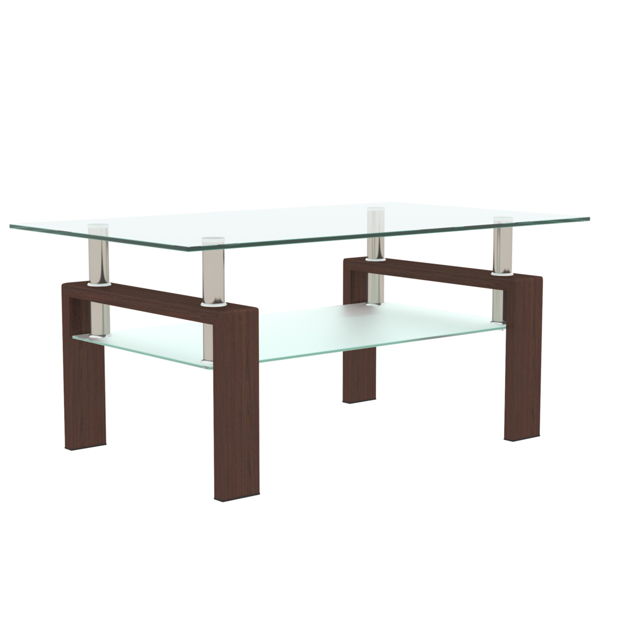Rectangle Glass Coffee Table, Clear Coffee Table, Modern Side Center Tables For Living Room, Living Room Furniture_voghion.com