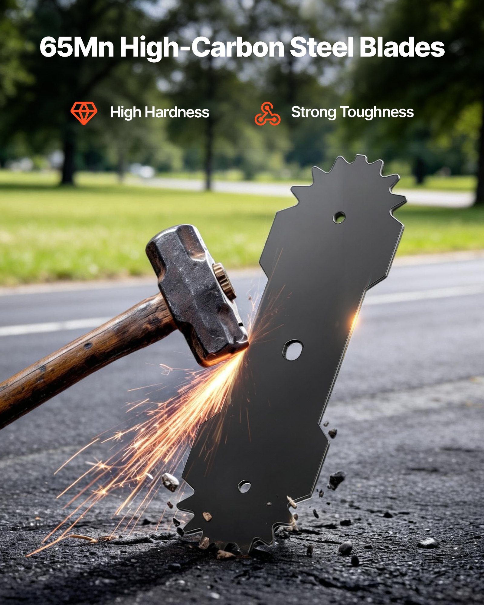 Electric Edger Blades, 8.8-inch Length, 3-Pack Replacement Blades, 65Mn High-Carbon Steel With Electrophoretic Coating, Multi-Serrated Sharp Edge, Compatible With The ASYTM01230 Edger