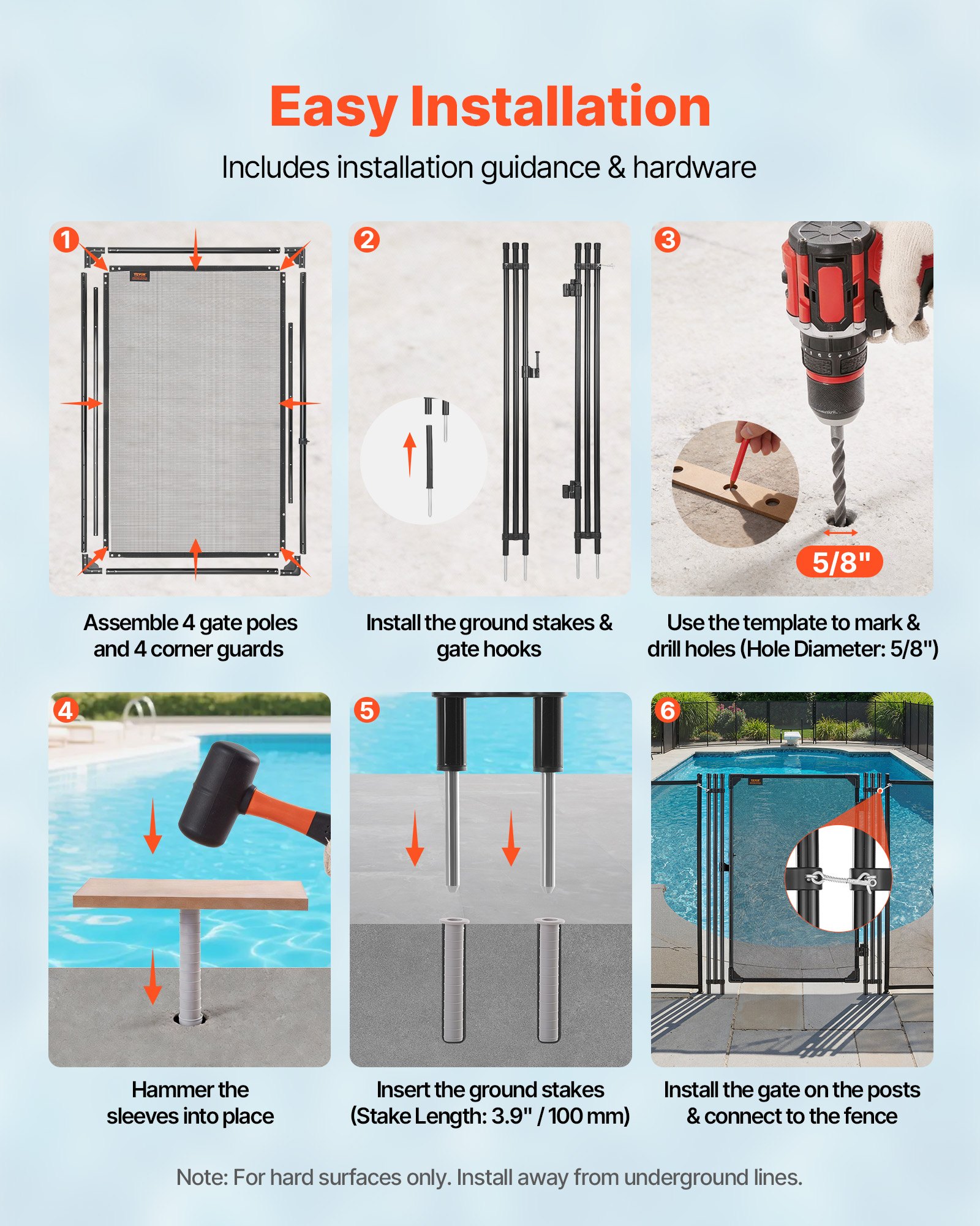 Pool Fence Gate, 4 X 2.5 Ft Inground Swimming Pool Fences Gate, Outdoor Security Fencing Door Kit With… image 5