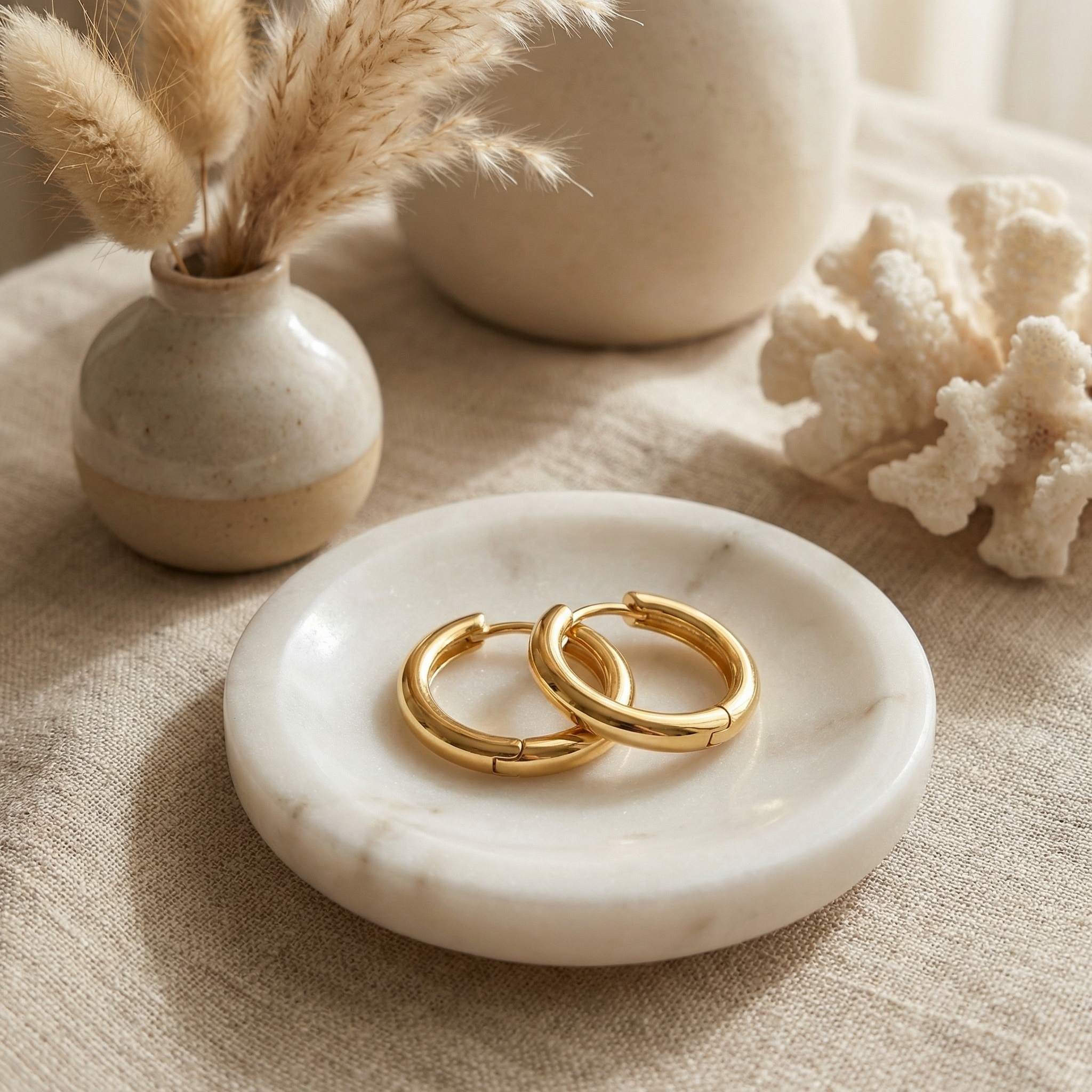 925 Sterling Silver Elegant Polished Huggie Hoop Earrings for a Timeless Minimalist Look  - Image 1