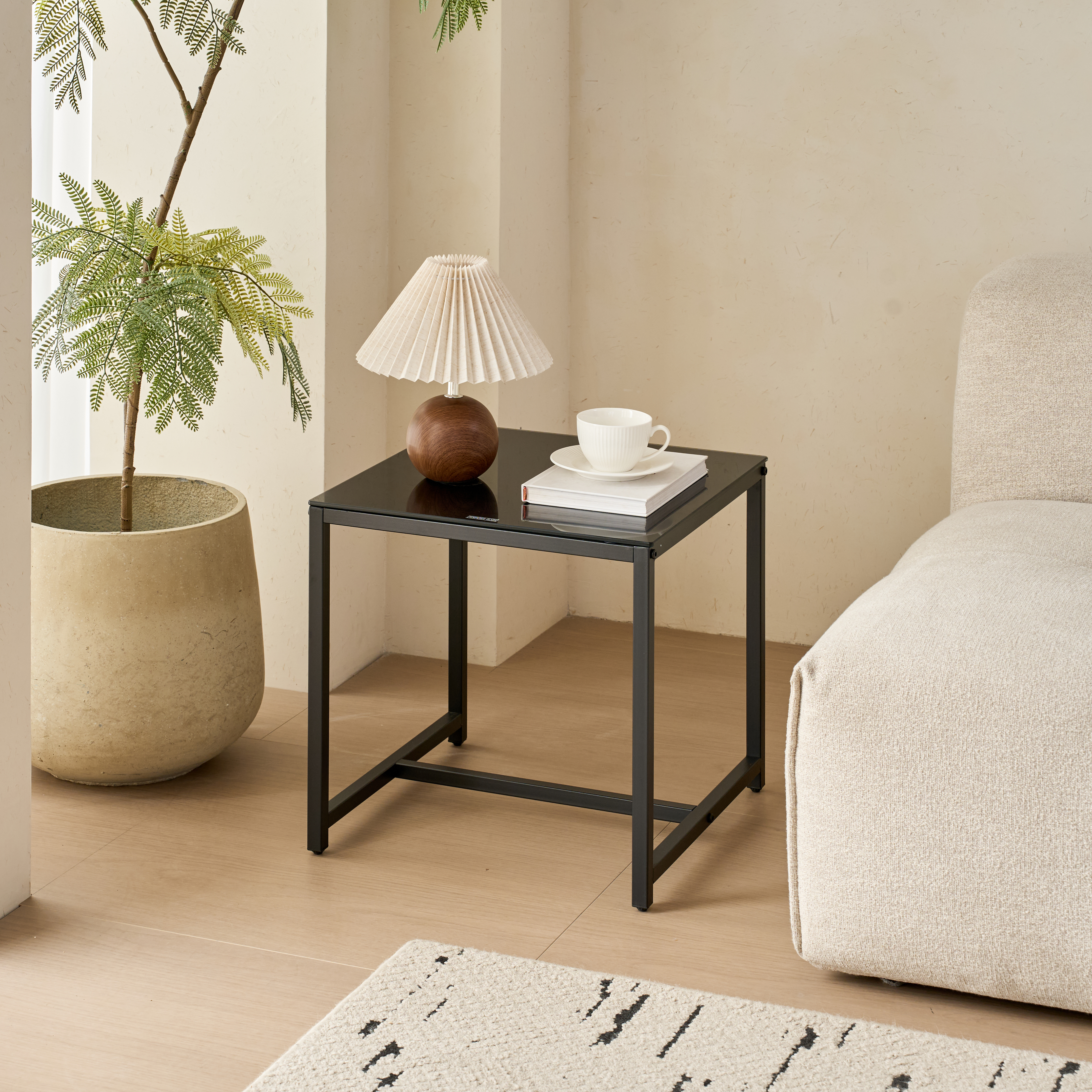 Glass Side Table with Metal Leg, picture 2 of 4