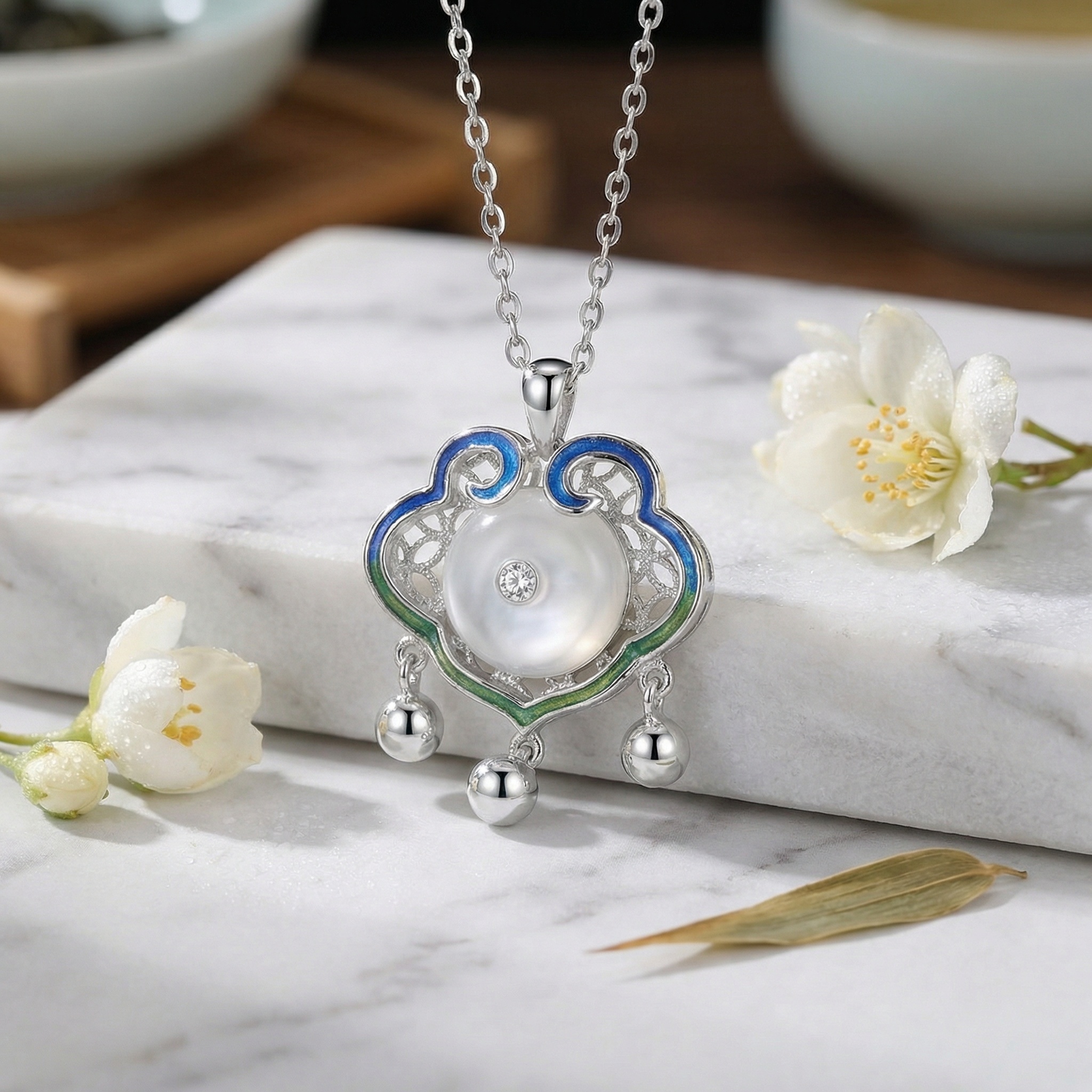 Sterling Silver Ruyi Pendant Necklace, picture 3 of 3