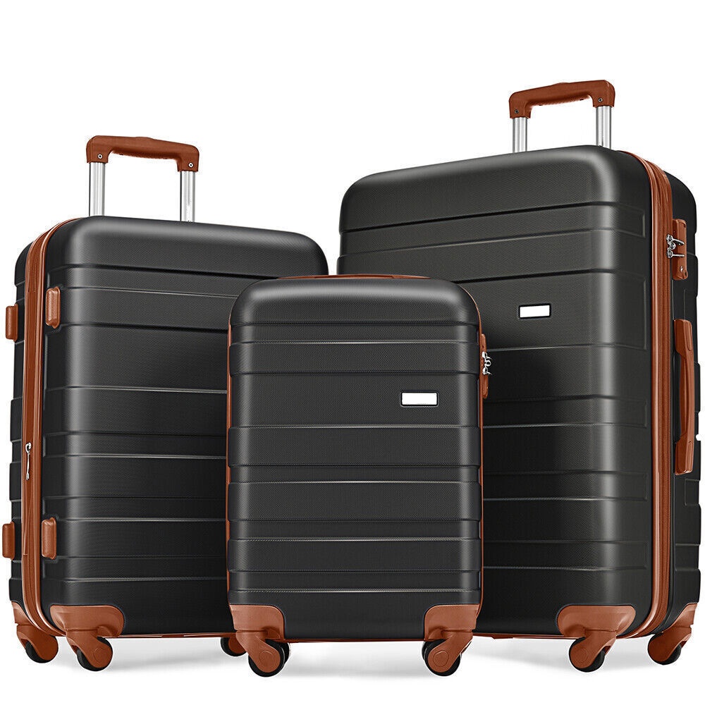 Luggage Sets New Model ABS Hardshell 3pcs Clearance Luggage Hardside Lightweight Durable Suitcase Sets Spinner Wheels Suitcase With TSA Lock 20 24 28 Black And Brown