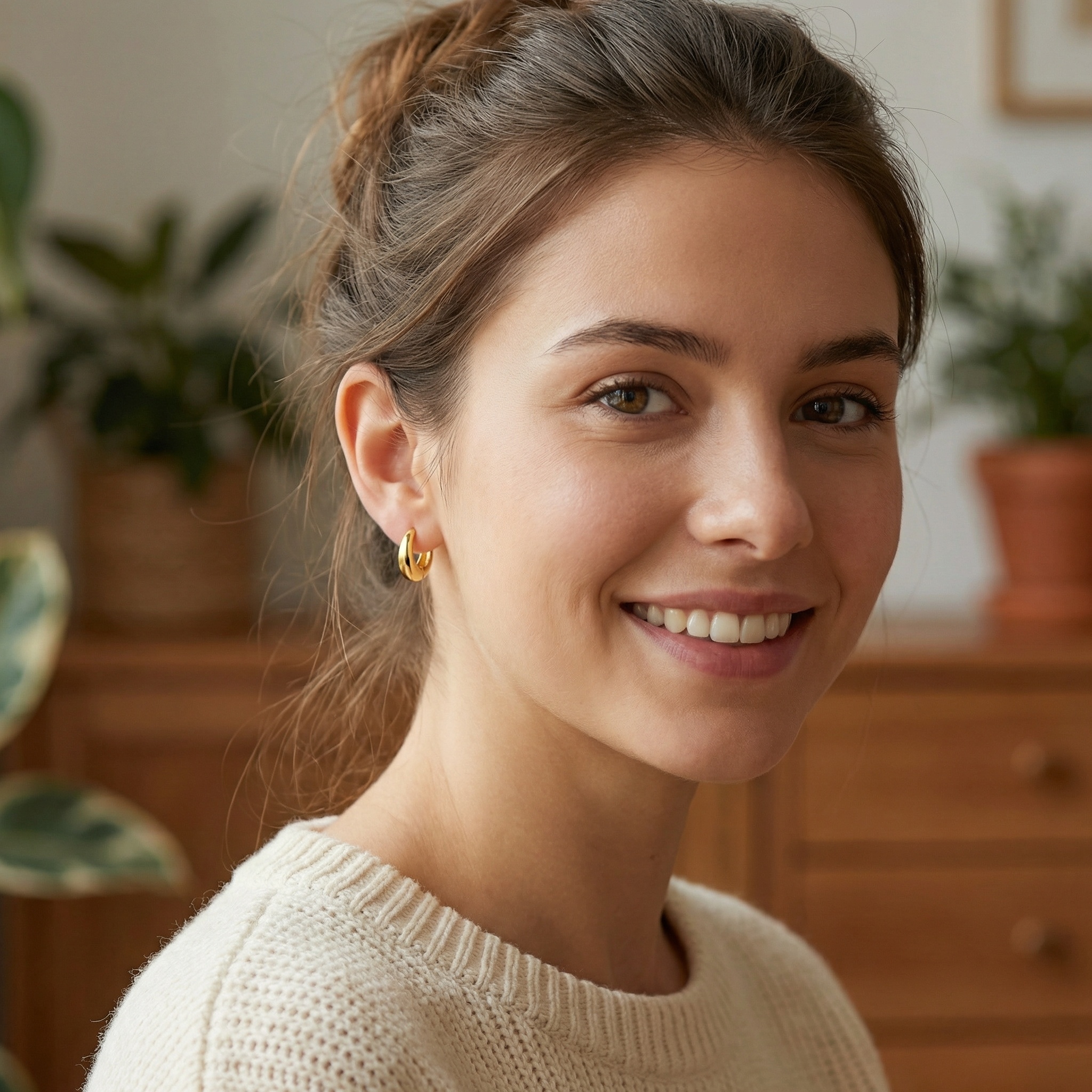 925 Sterling Silver Elegant Polished Chunky Huggie Hoop Earrings with Secure Hinge for Everyday Glamour 
