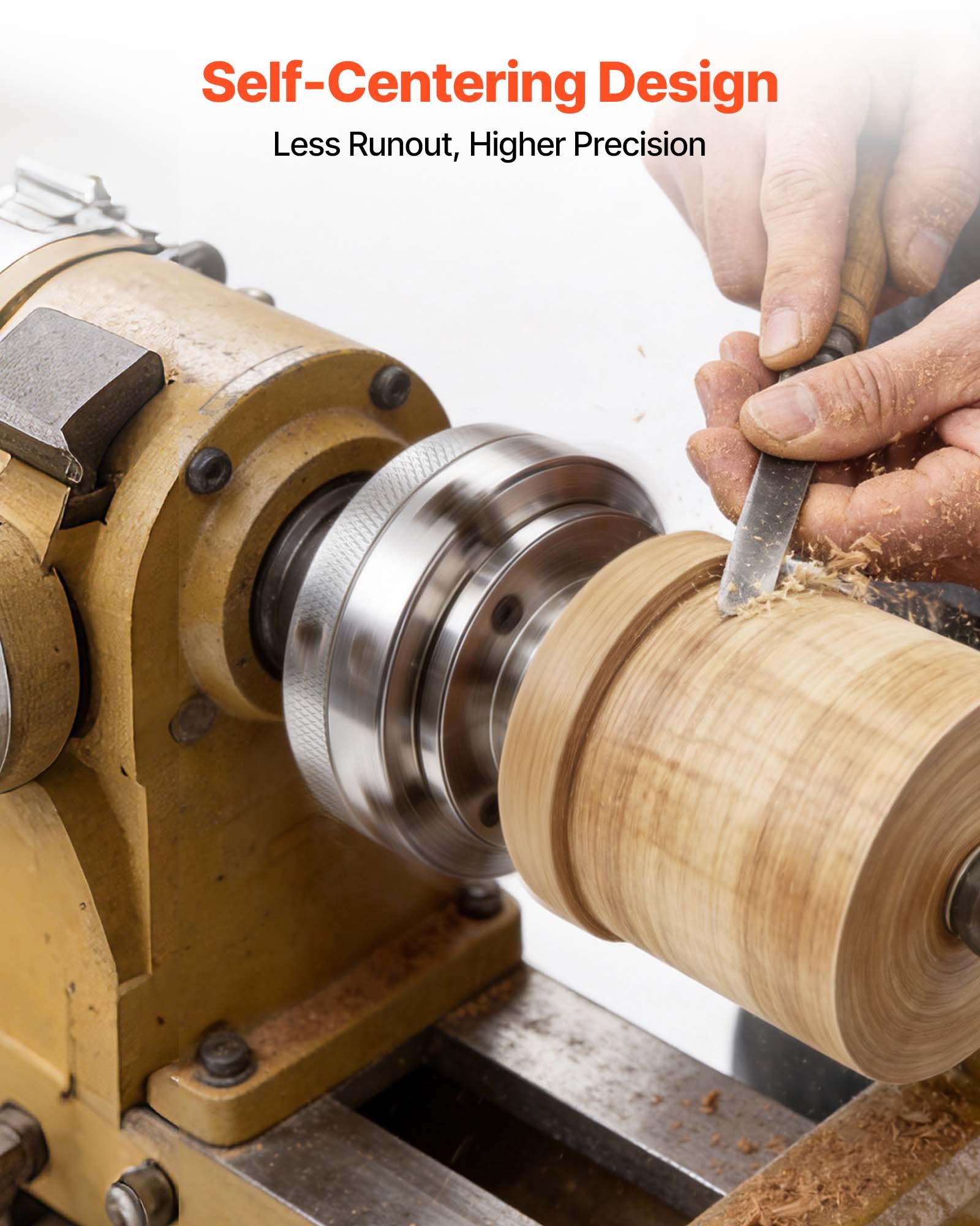 4 Inch Wood Lathe Chuck, 4-Jaw, Self-Centering Wood Turning Chuck Set With 1" X 8TPI Thread & Adapter, Nickel-Plated, High-Hardness Steel, Inside Clamping & Outside Support, For Woodworking